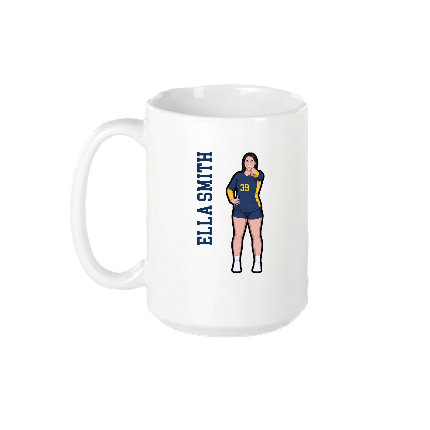 15oz Coffee Mug — Name Vertical in White