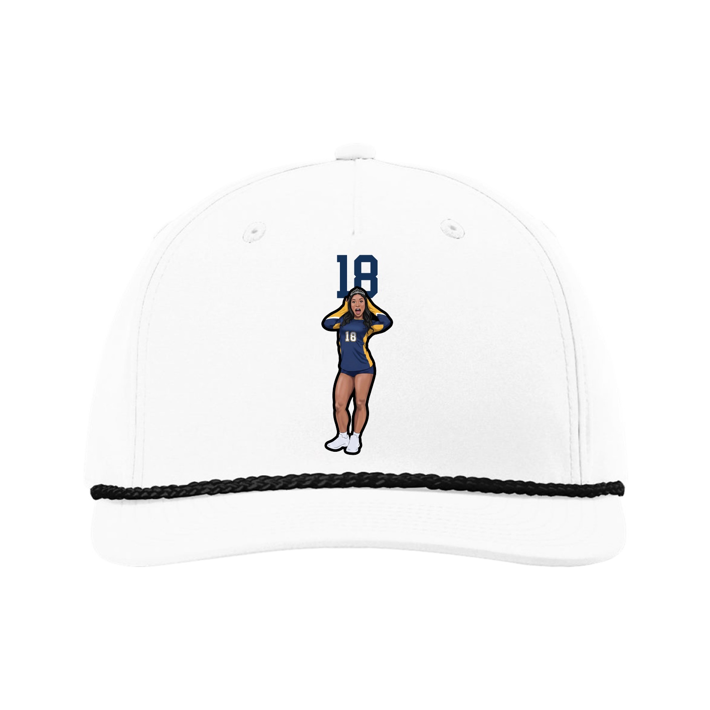 Five-Panel Classic Rope Cap — Number Top in White