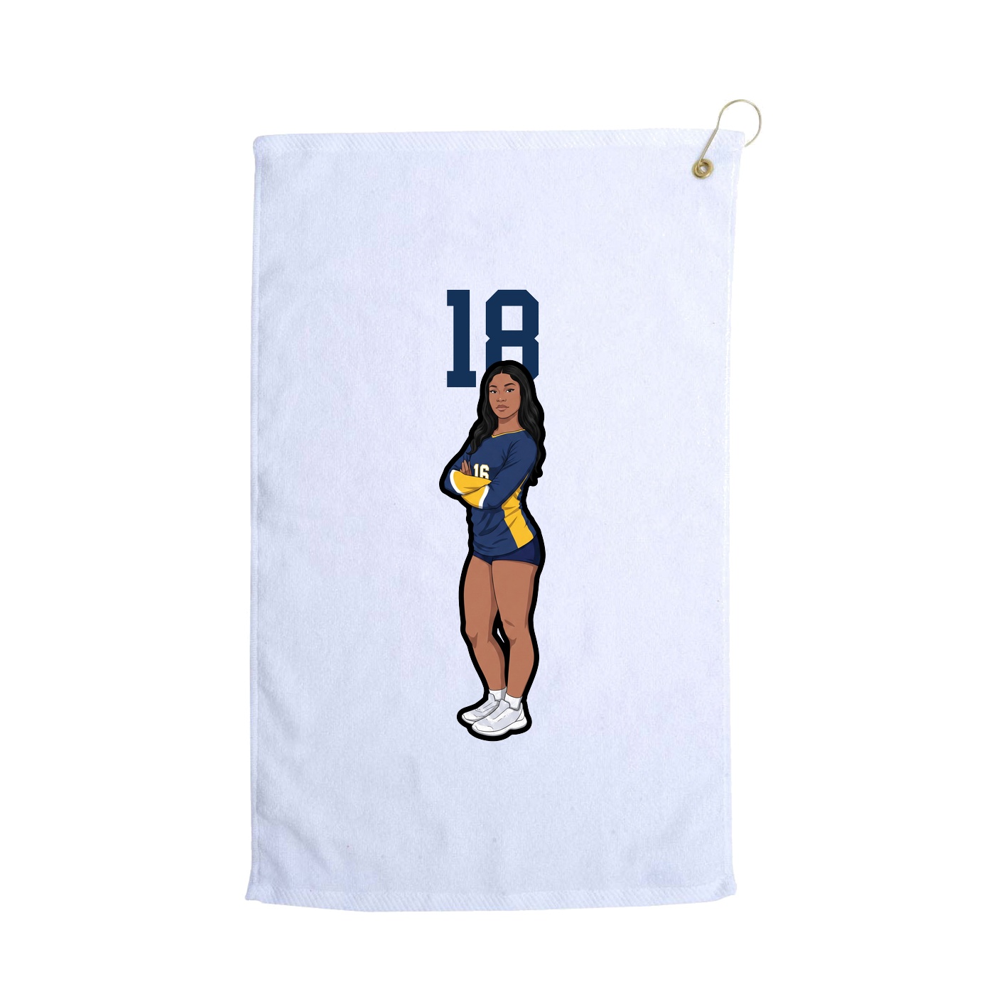 Golf Towel — Number Top in White
