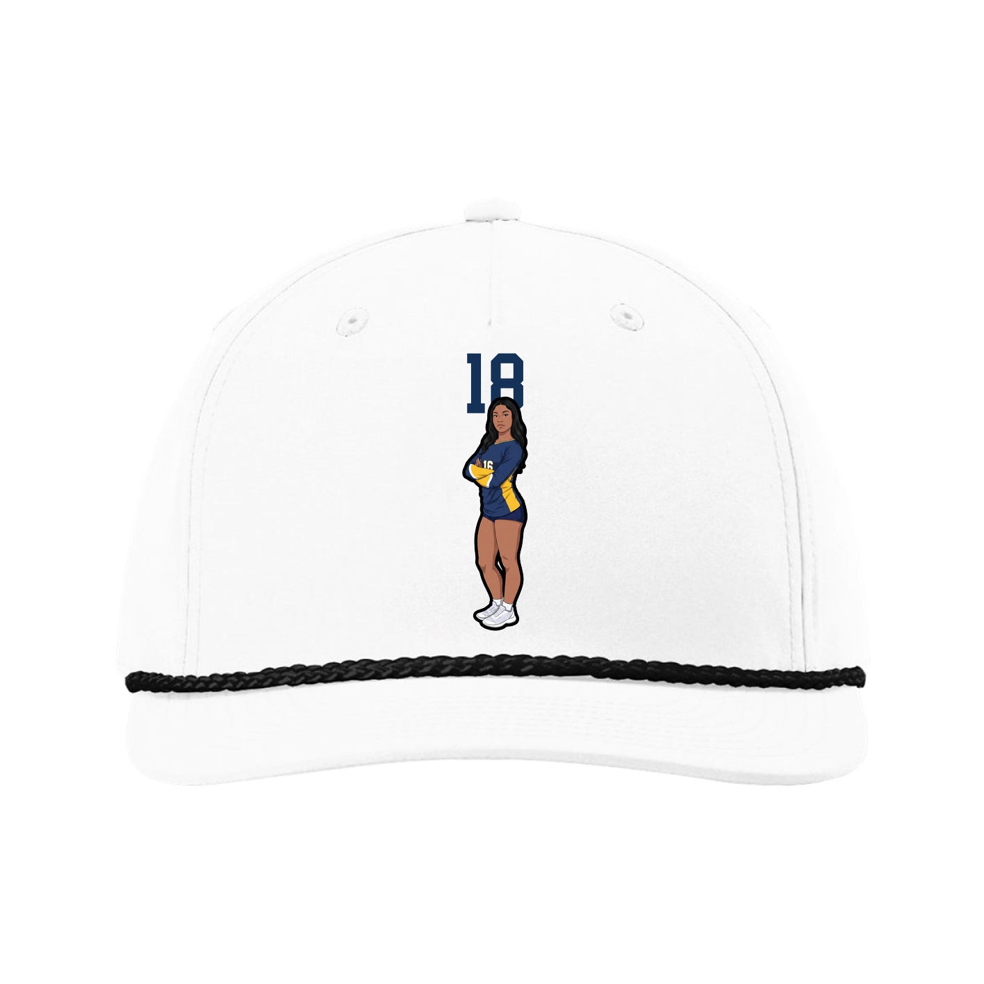 Five-Panel Classic Rope Cap — Number Top in White