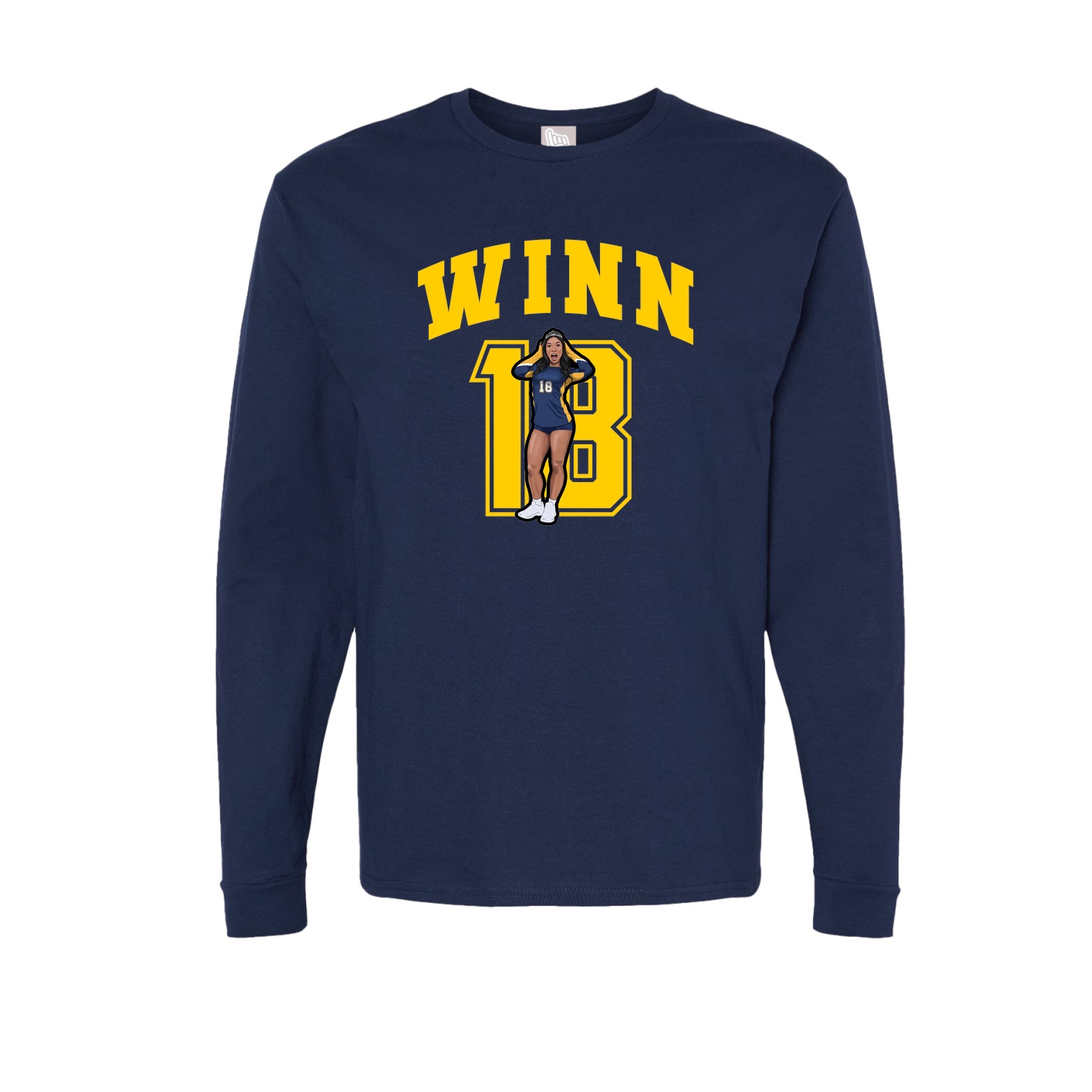 Long Sleeve Tee — Number in Navy