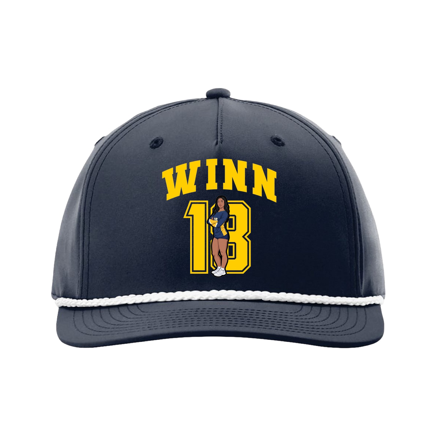 Five-Panel Classic Rope Cap — Number in Navy