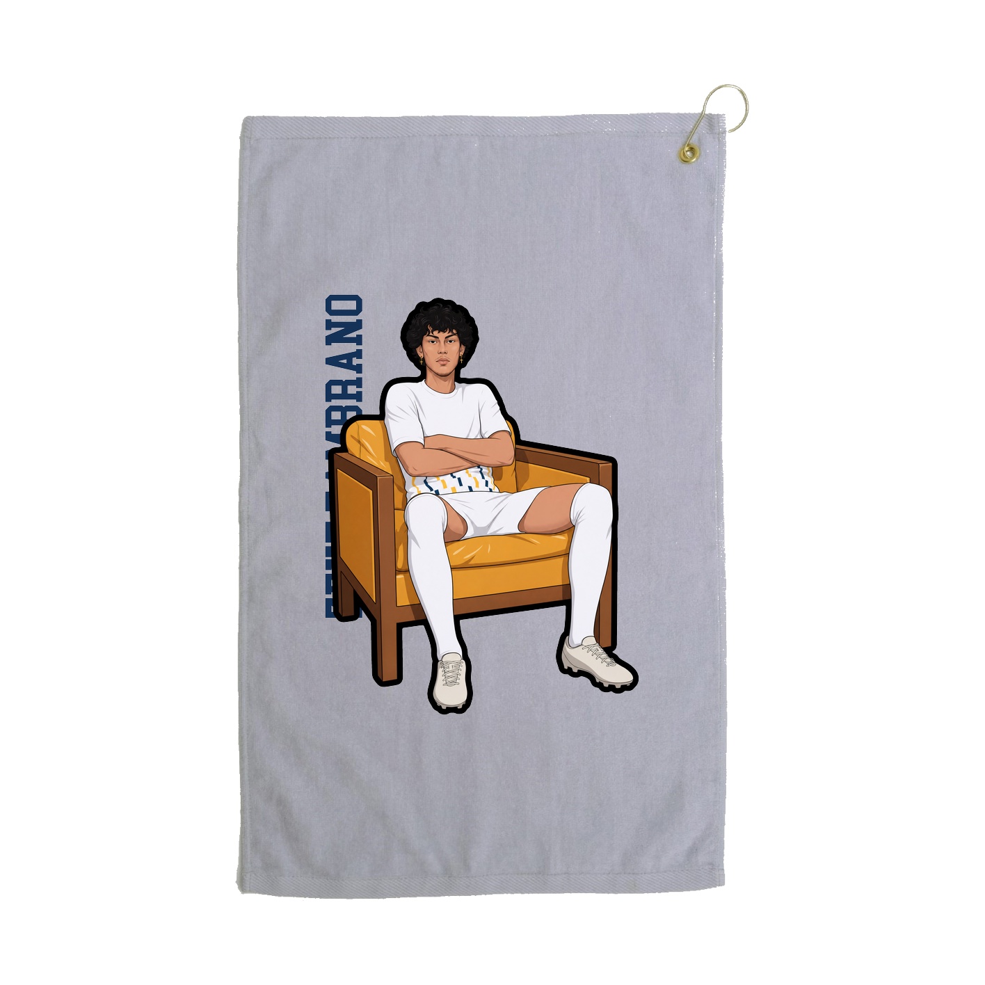 Golf Towel — Name Vertical in Grey