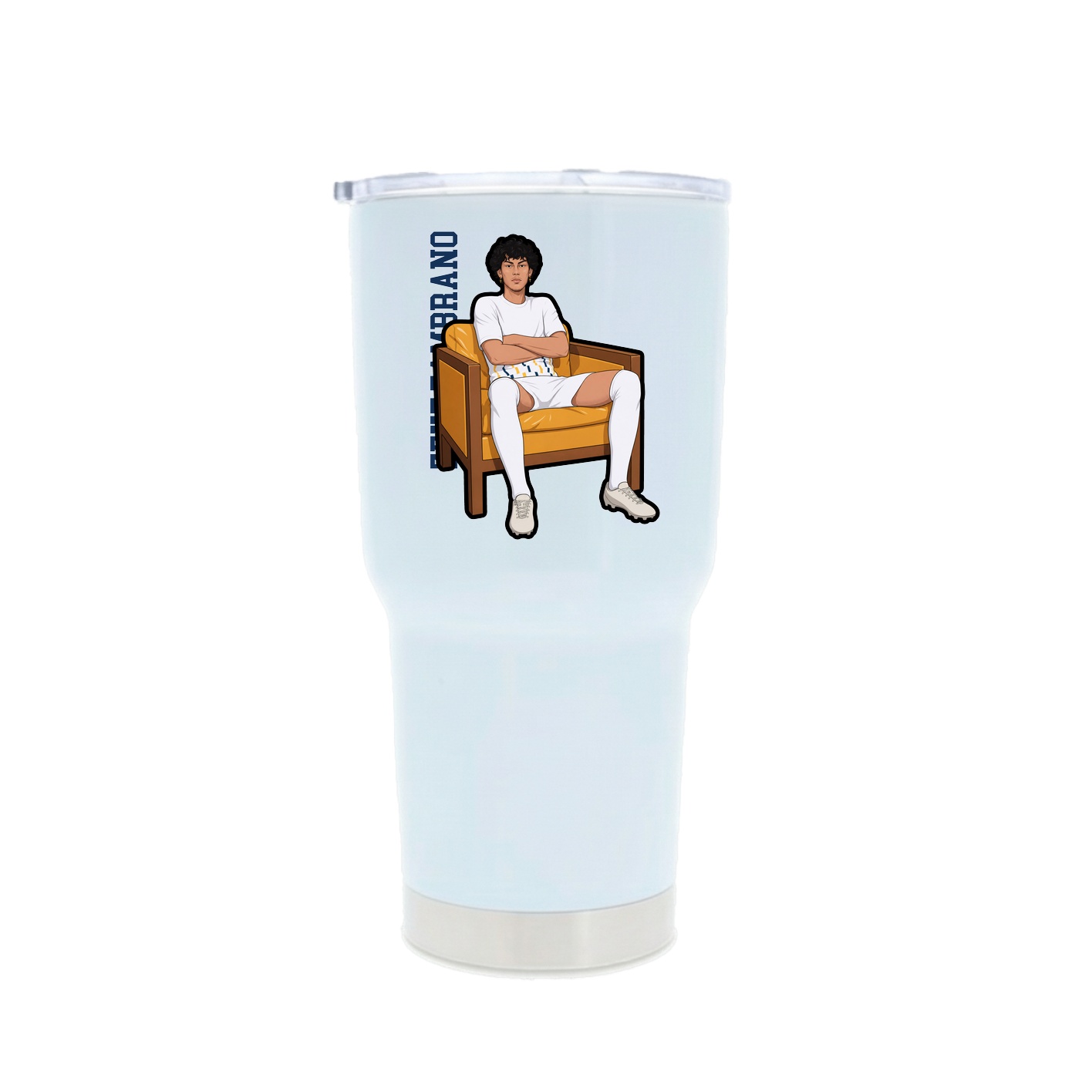 30oz Stainless Steel Tumbler — Name Vertical in White