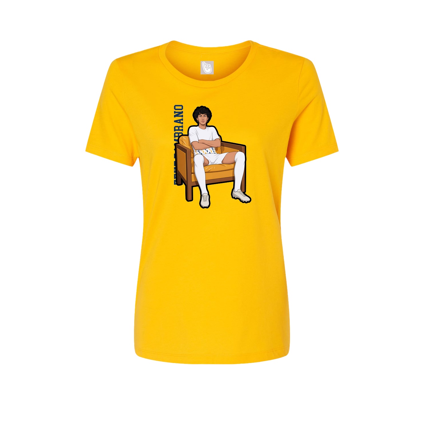Fitted Women's Tee — Name Vertical in Gold