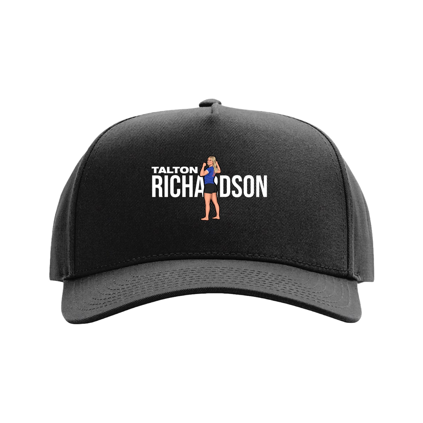 Full Fabric Five-Panel Champ Cap — Player Name in Black