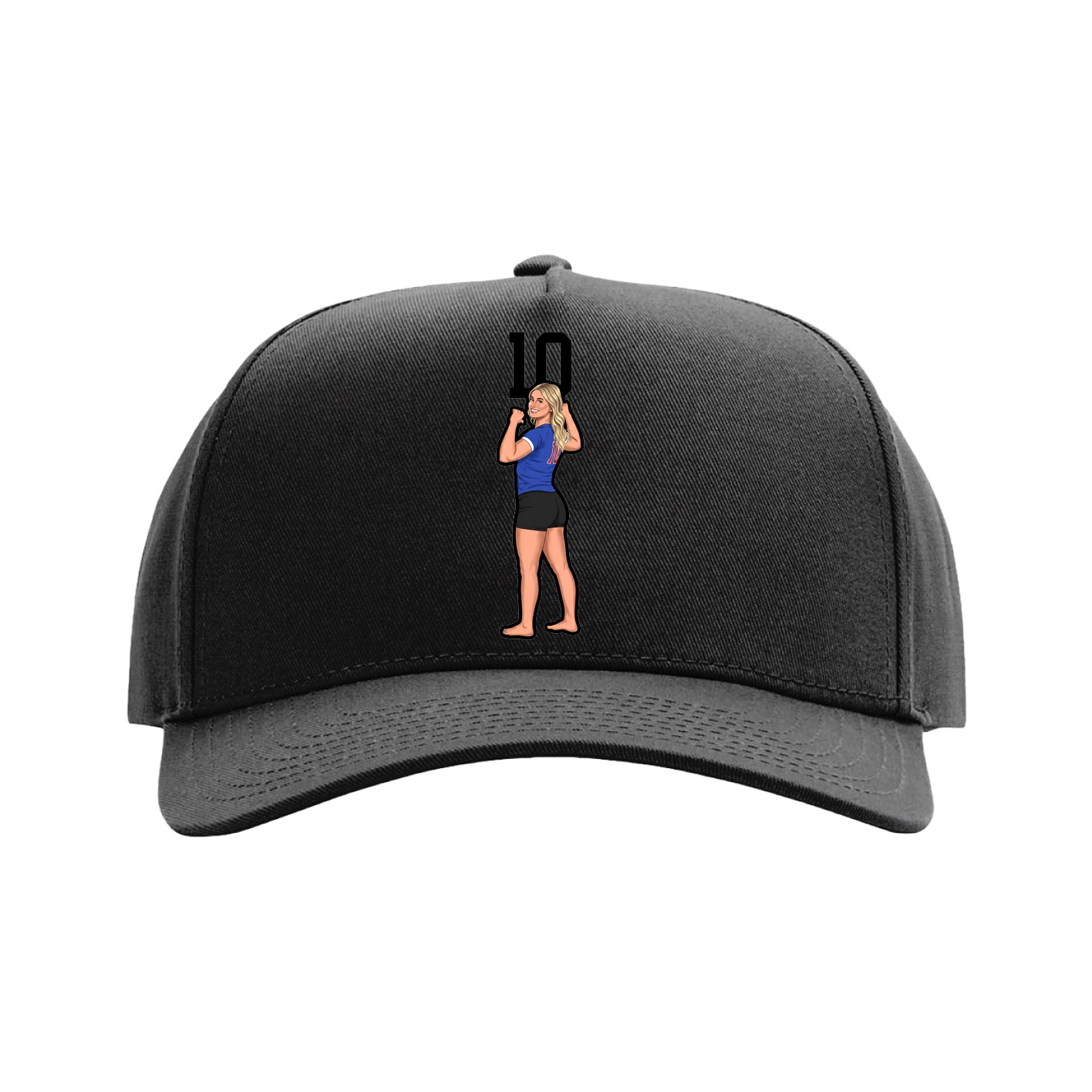 Full Fabric Five-Panel Champ Cap — Number Top in Black