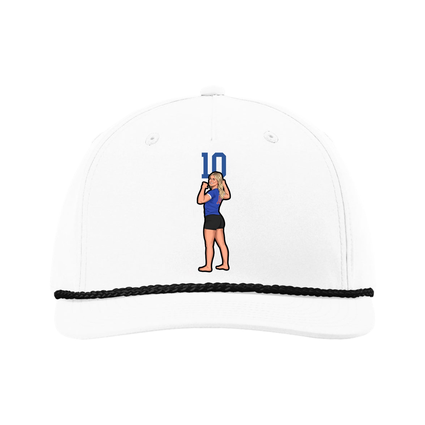 Five-Panel Classic Rope Cap — Number Top in White