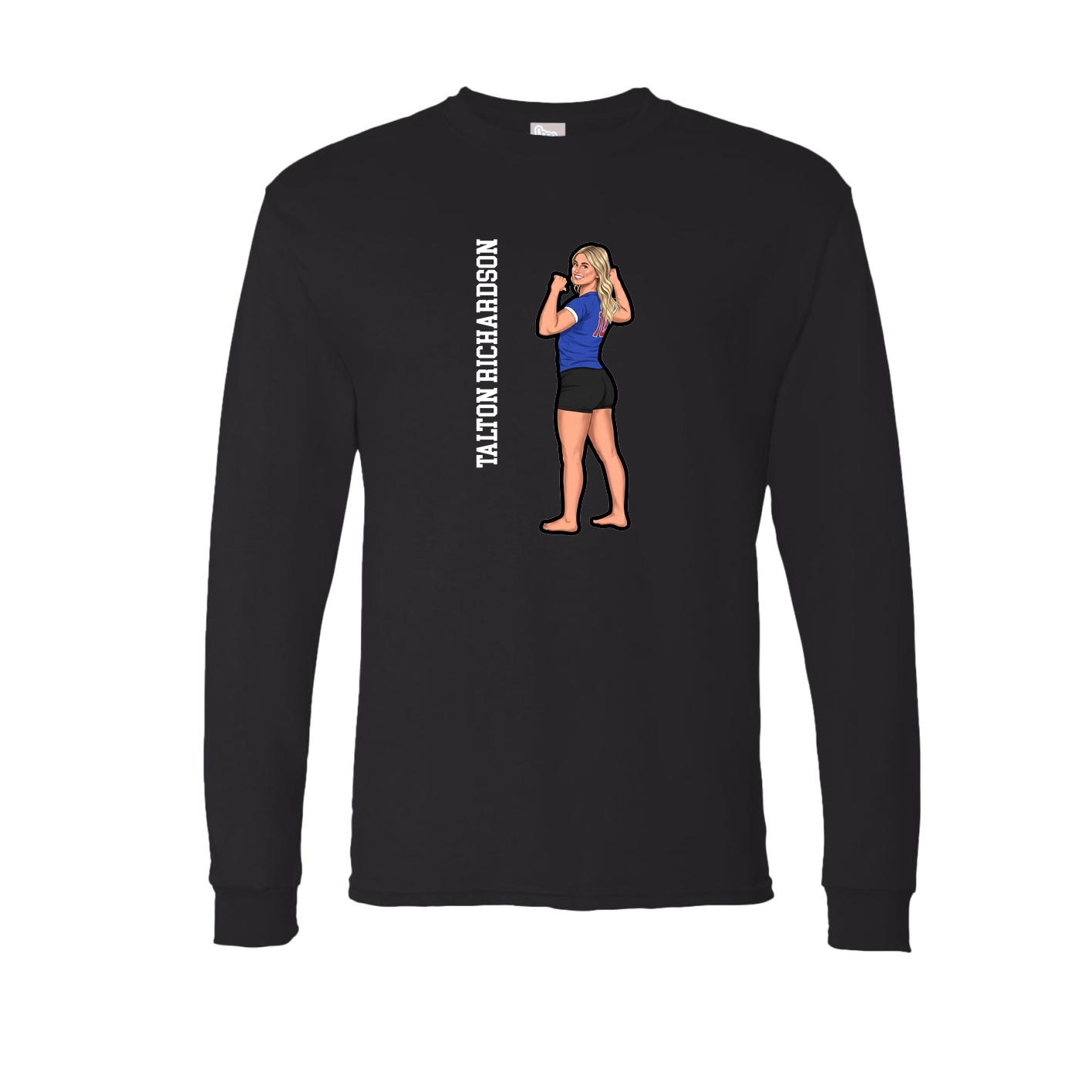 Long Sleeve Tee — Name Vertical in Black