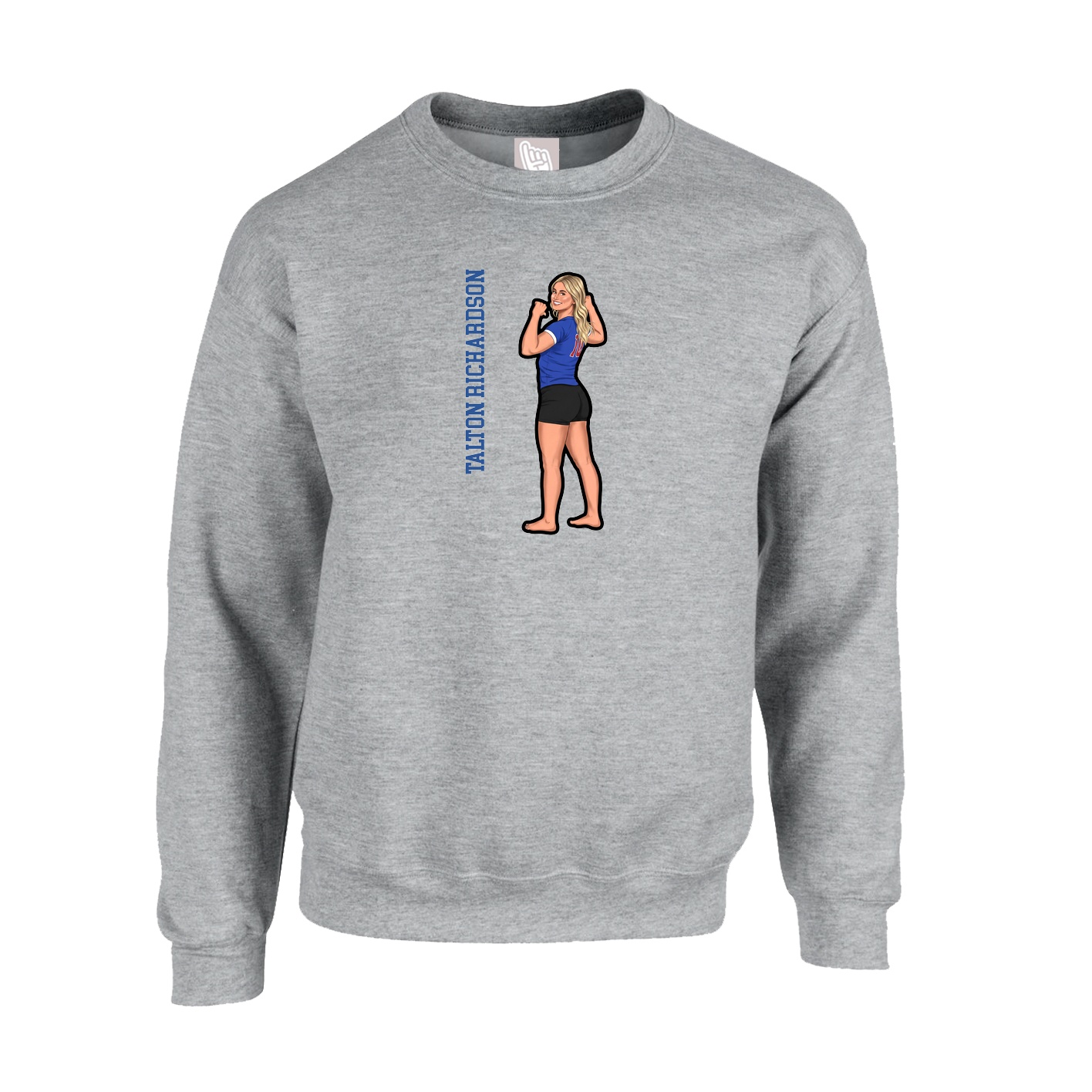 Fleece Crew — Name Vertical in Grey