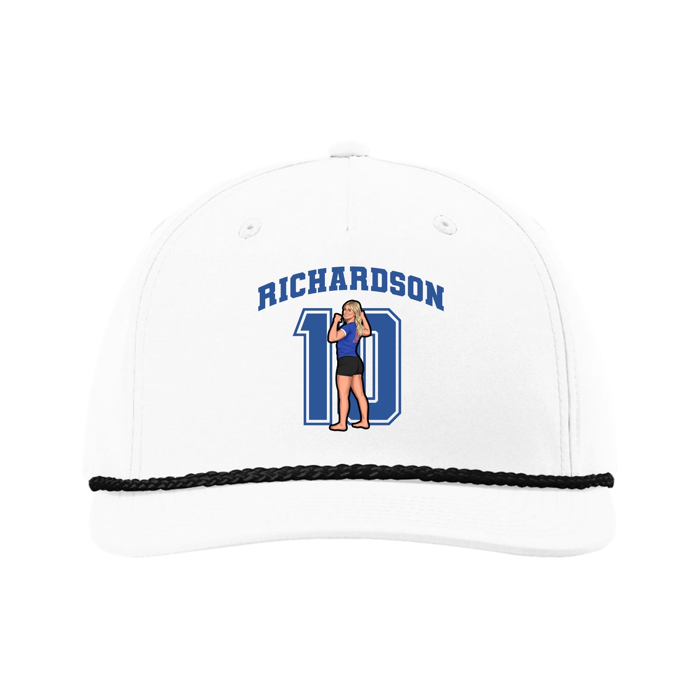 Five-Panel Classic Rope Cap — Number in White