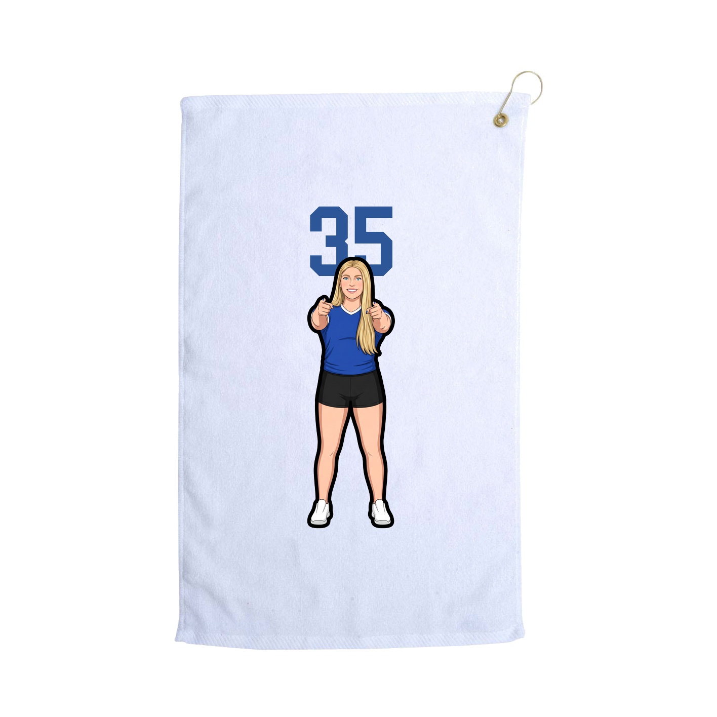 Golf Towel — Number Top in White