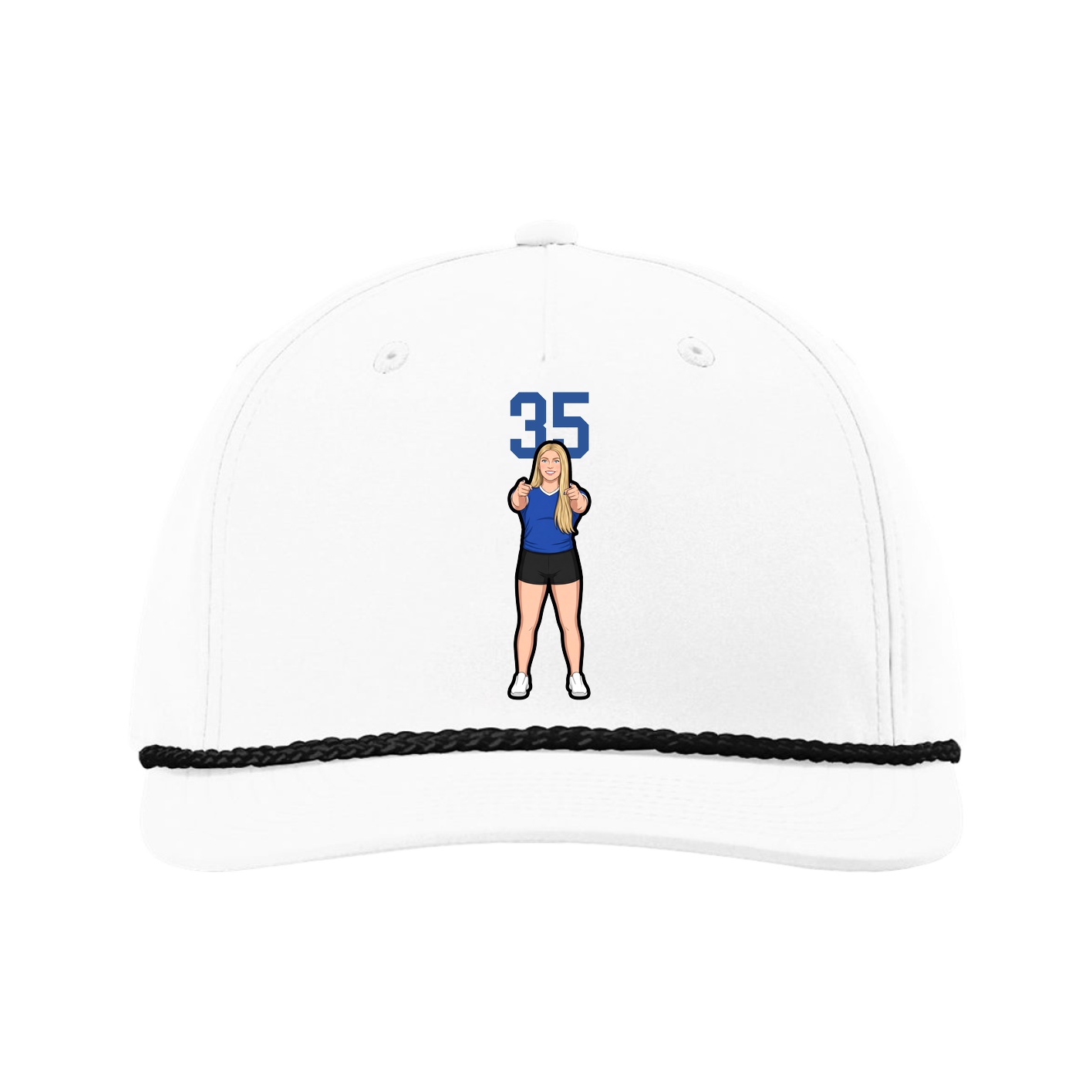 Five-Panel Classic Rope Cap — Number Top in White