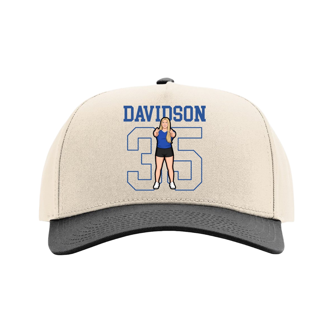 Full Fabric Five-Panel Champ Cap — Shirsey in Cream/Black