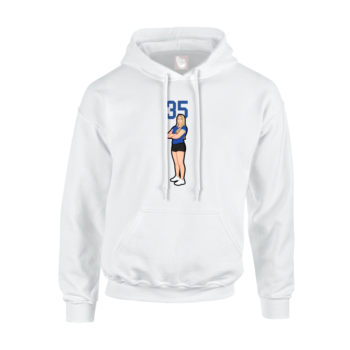 Youth Hoodie — Number Top in White