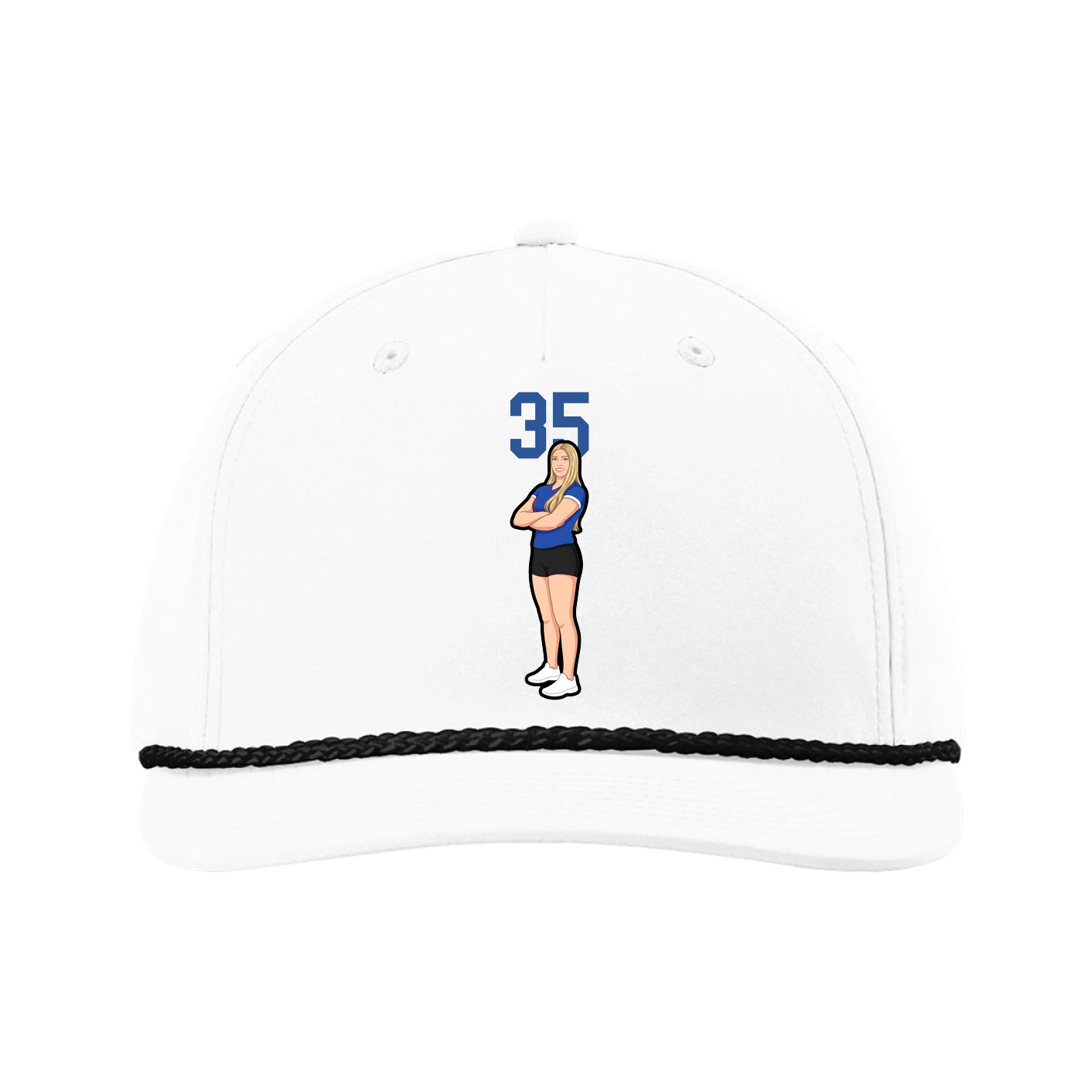Five-Panel Classic Rope Cap — Number Top in White