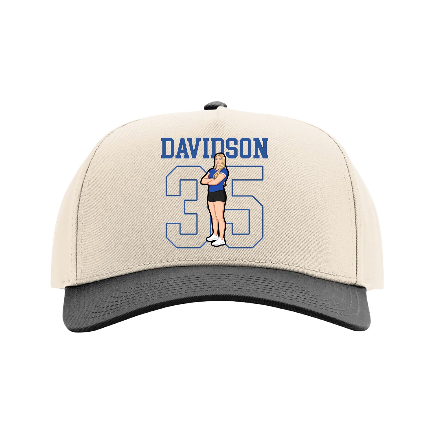 Full Fabric Five-Panel Champ Cap — Shirsey in Cream/Black