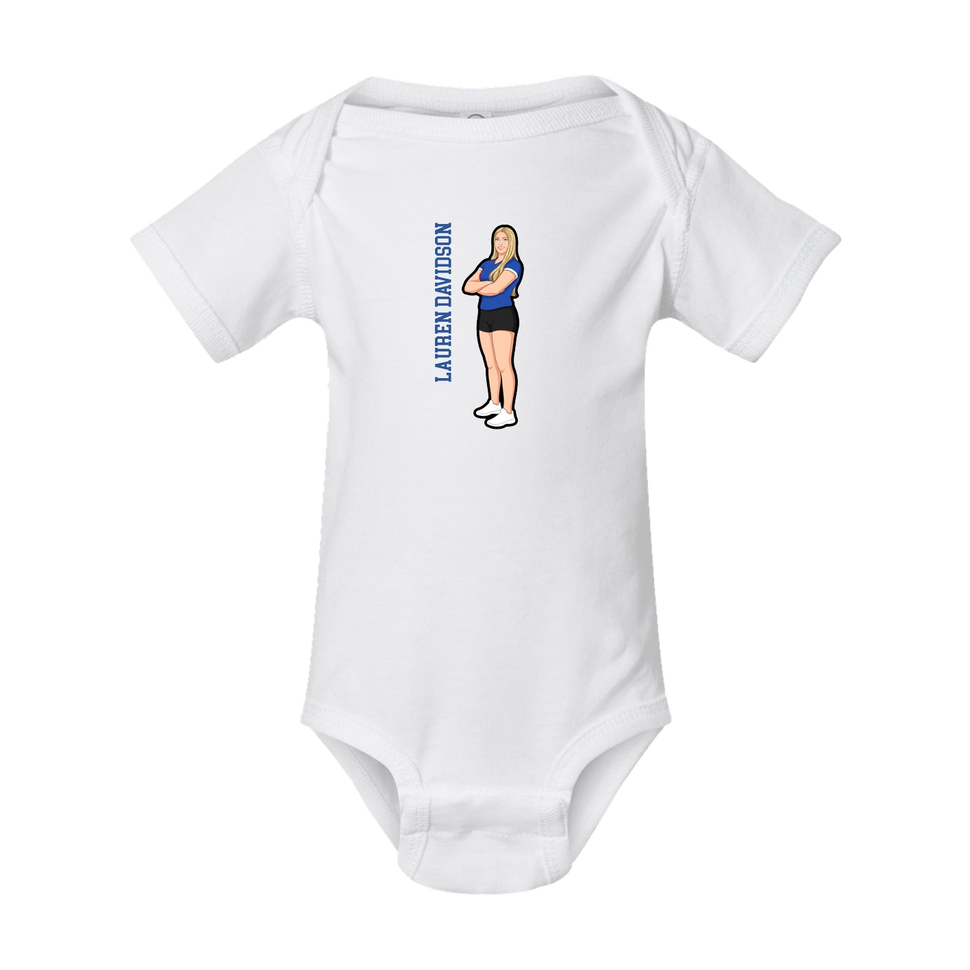 Baby Onesie — Name Vertical in White