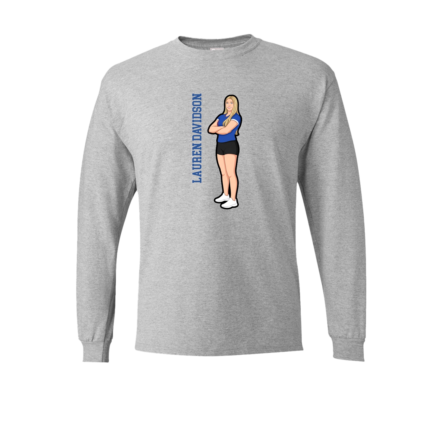 Long Sleeve Tee — Name Vertical in Grey