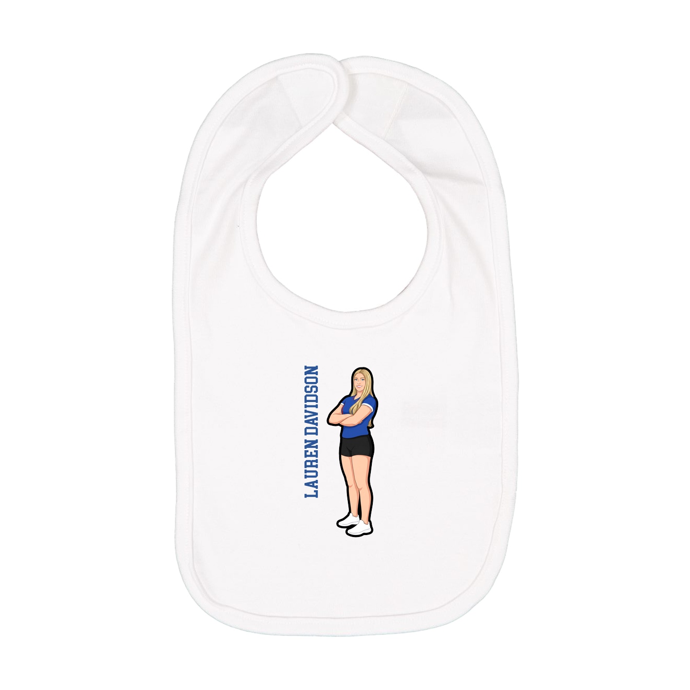 Infant Bib — Name Vertical in White