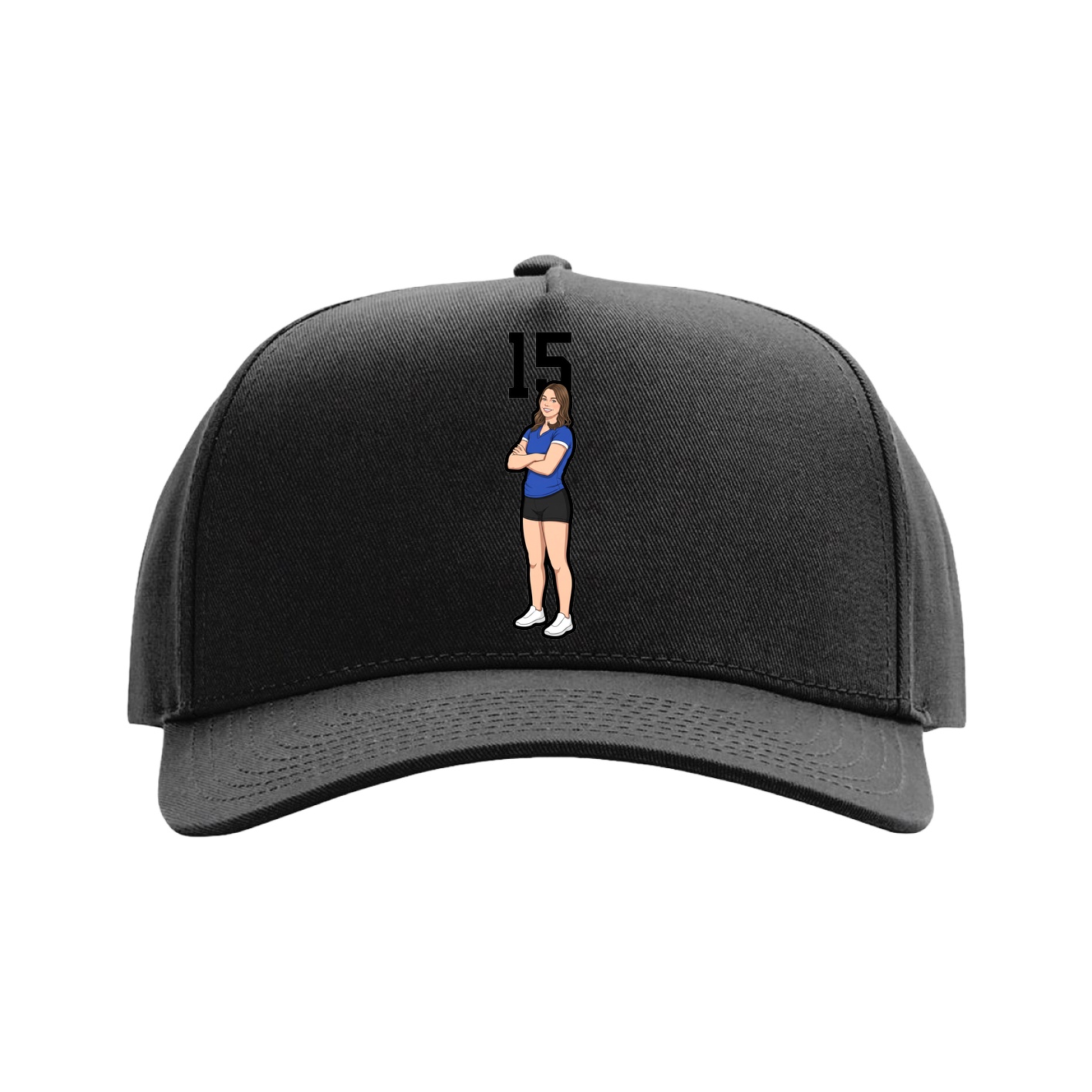 Full Fabric Five-Panel Champ Cap — Number Top in Black