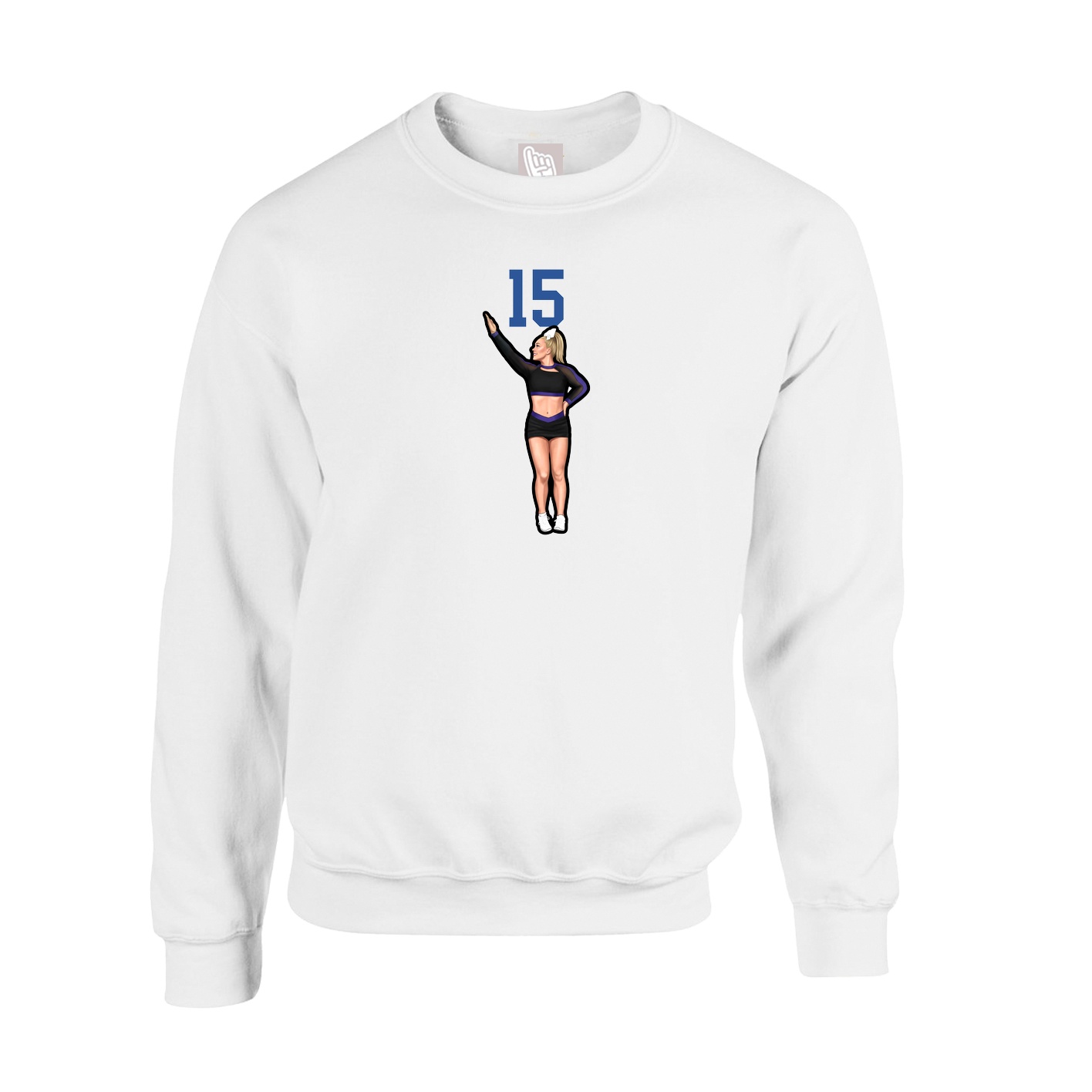 Fleece Crew — Number Top in White