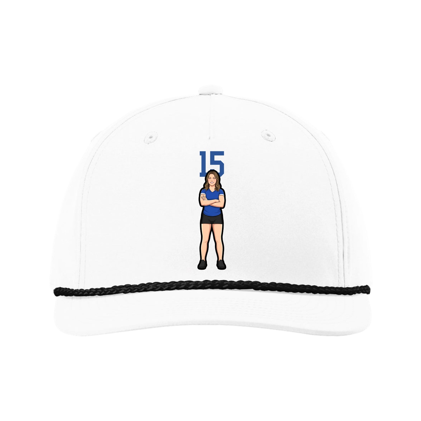 Five-Panel Classic Rope Cap — Number Top in White