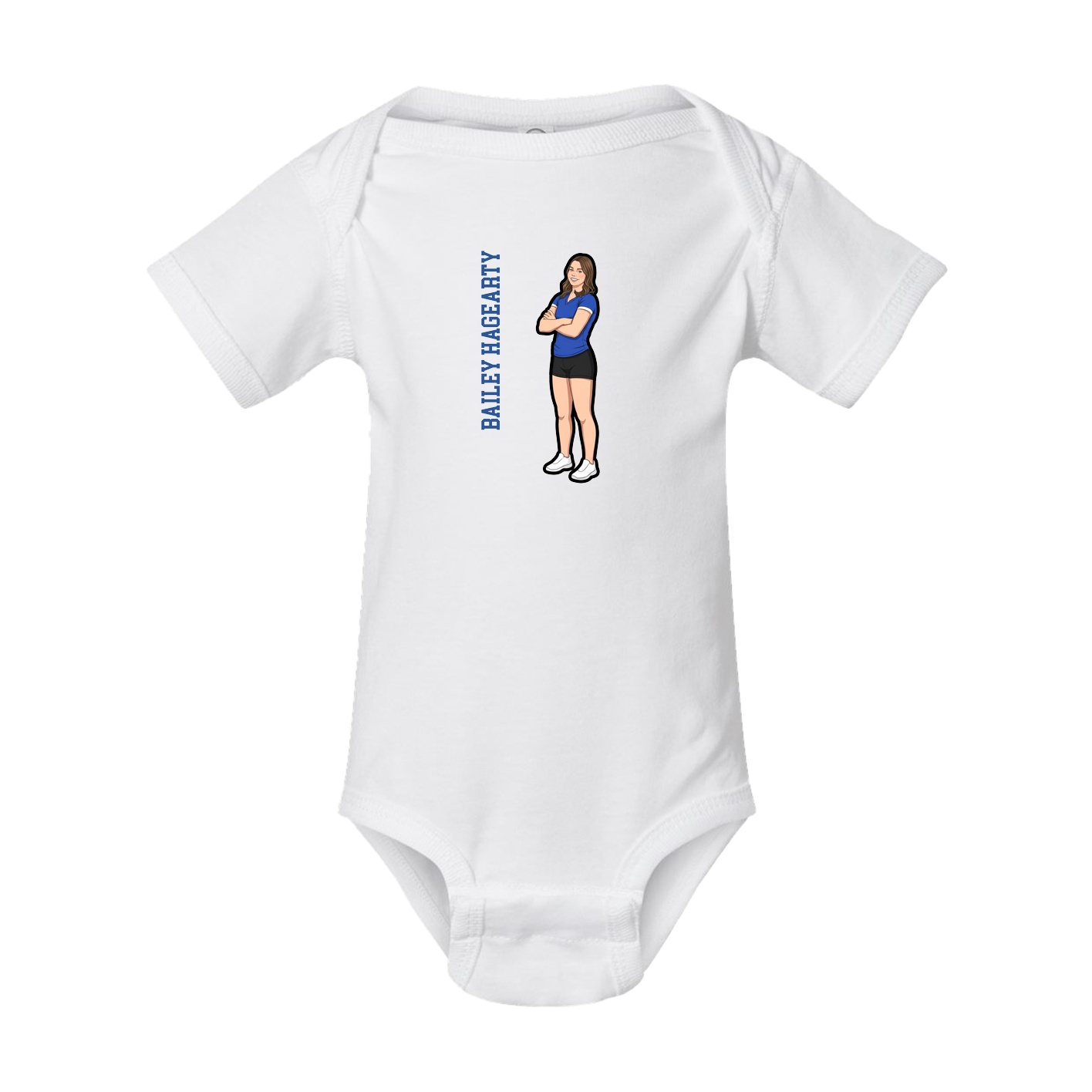 Baby Onesie — Name Vertical in White