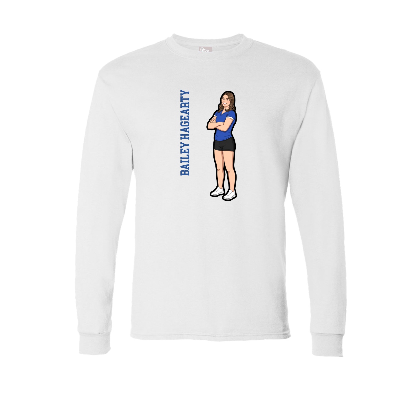 Long Sleeve Tee — Name Vertical in White