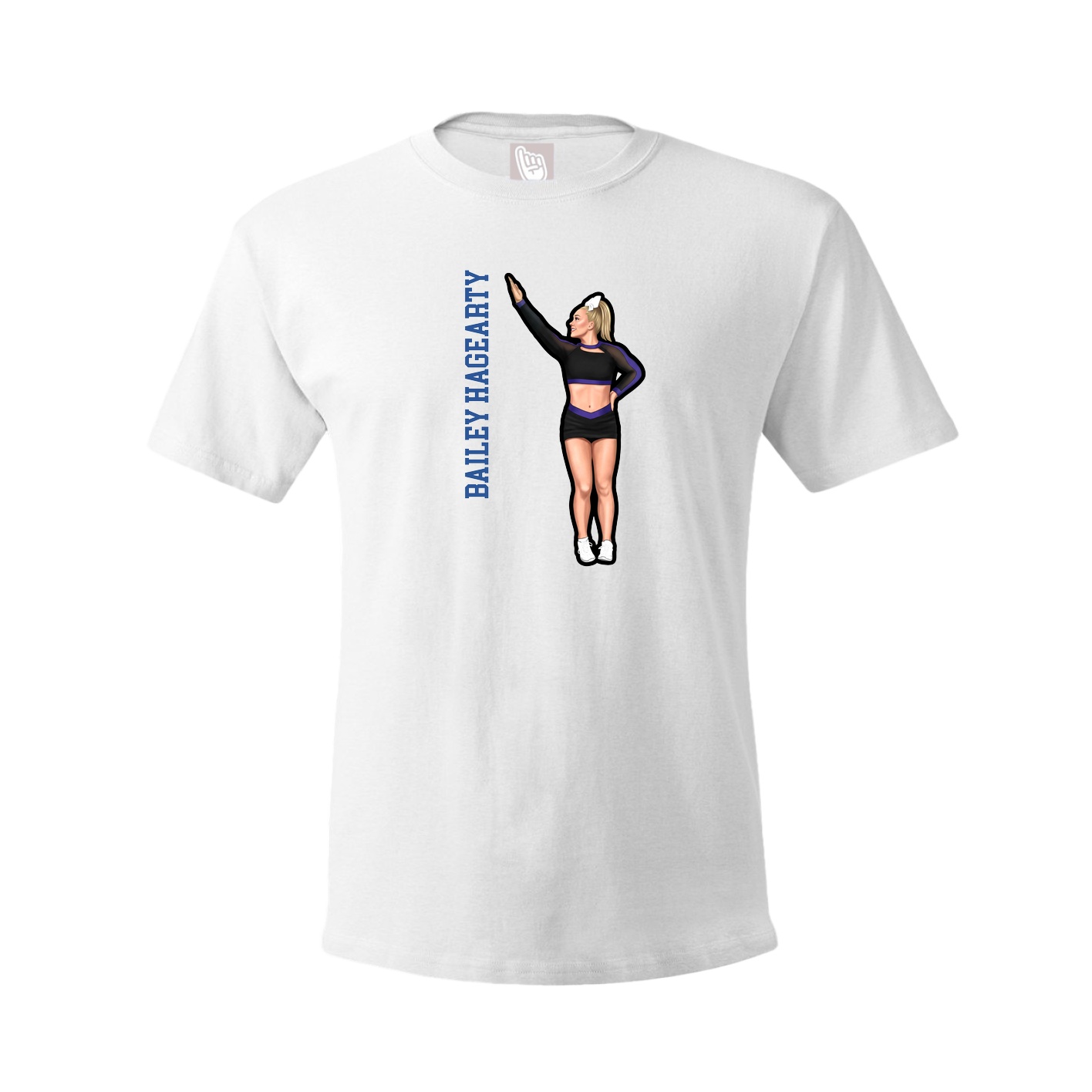 Youth Tee — Name Vertical in White