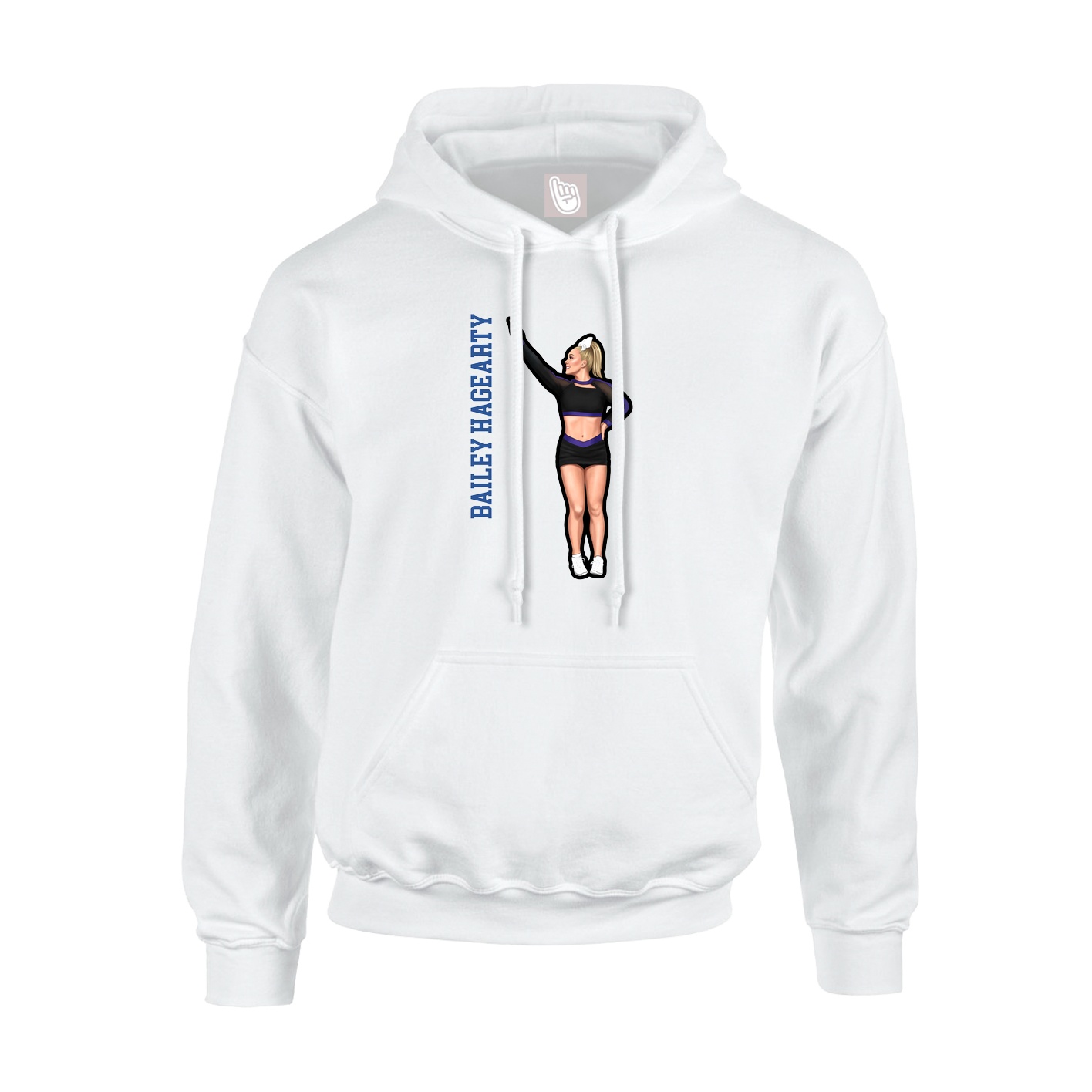 Youth Hoodie — Name Vertical in White