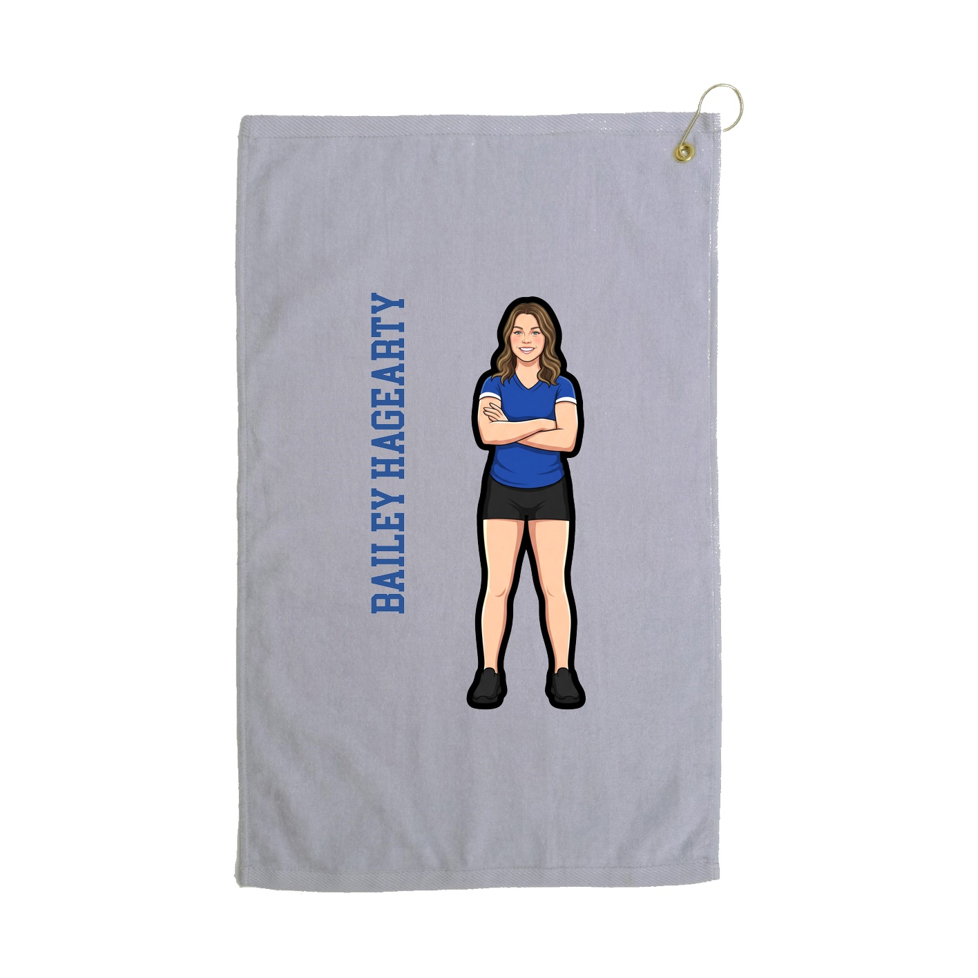 Golf Towel — Name Vertical in Grey