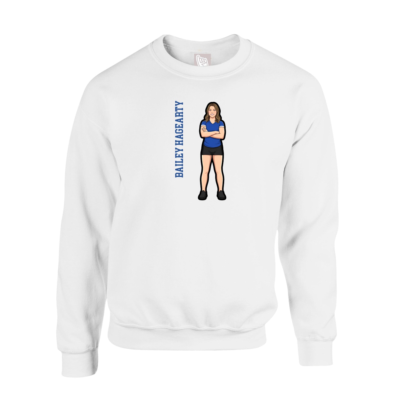 Fleece Crew — Name Vertical in White