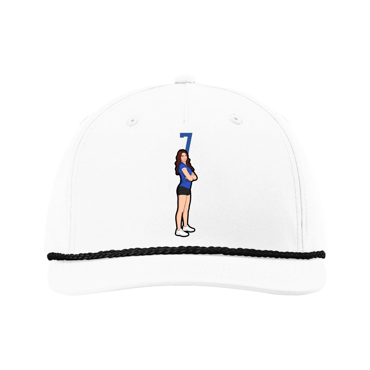 Five-Panel Classic Rope Cap — Number Top in White