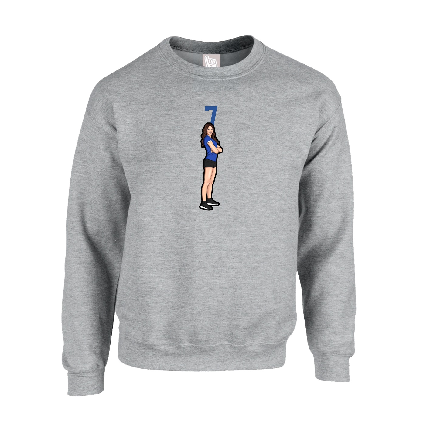 Fleece Crew — Number Top in Grey