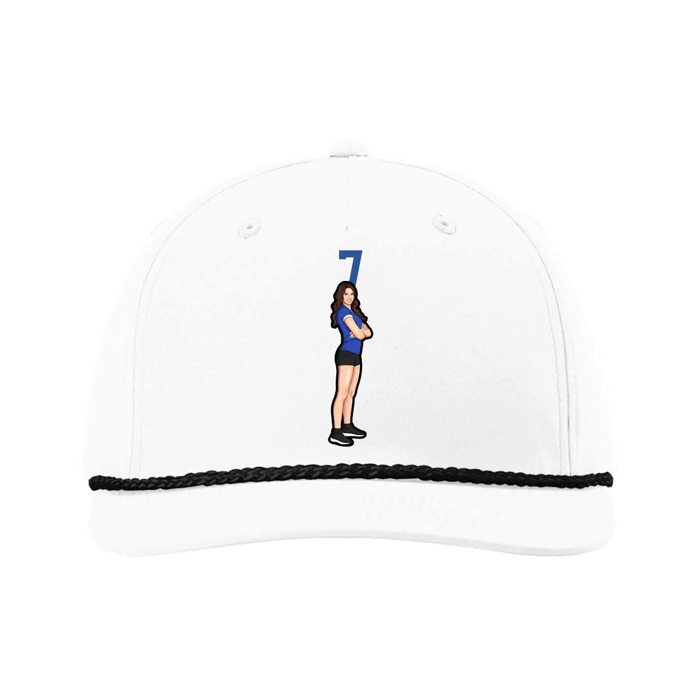 Five-Panel Classic Rope Cap — Number Top in White