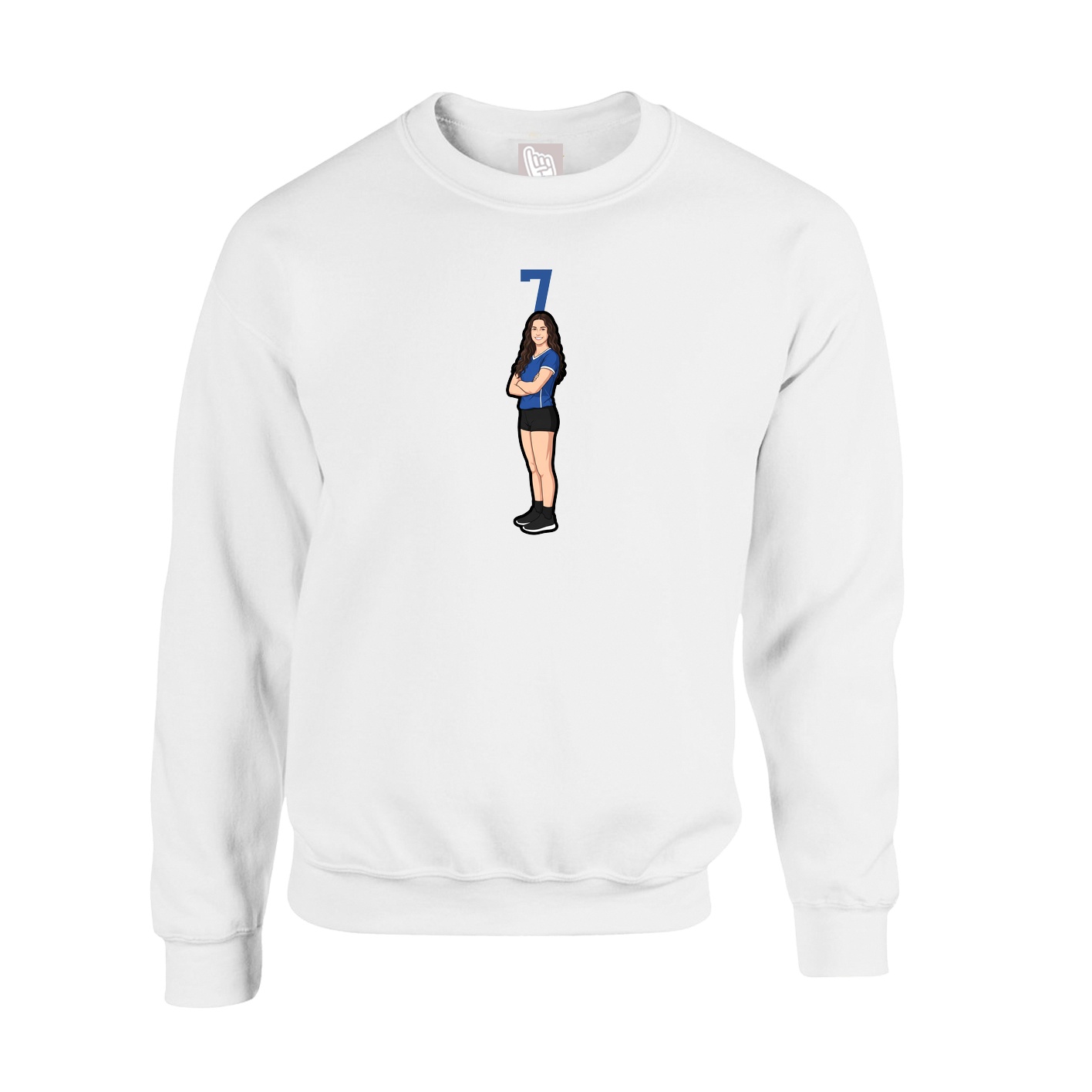 Fleece Crew — Number Top in White