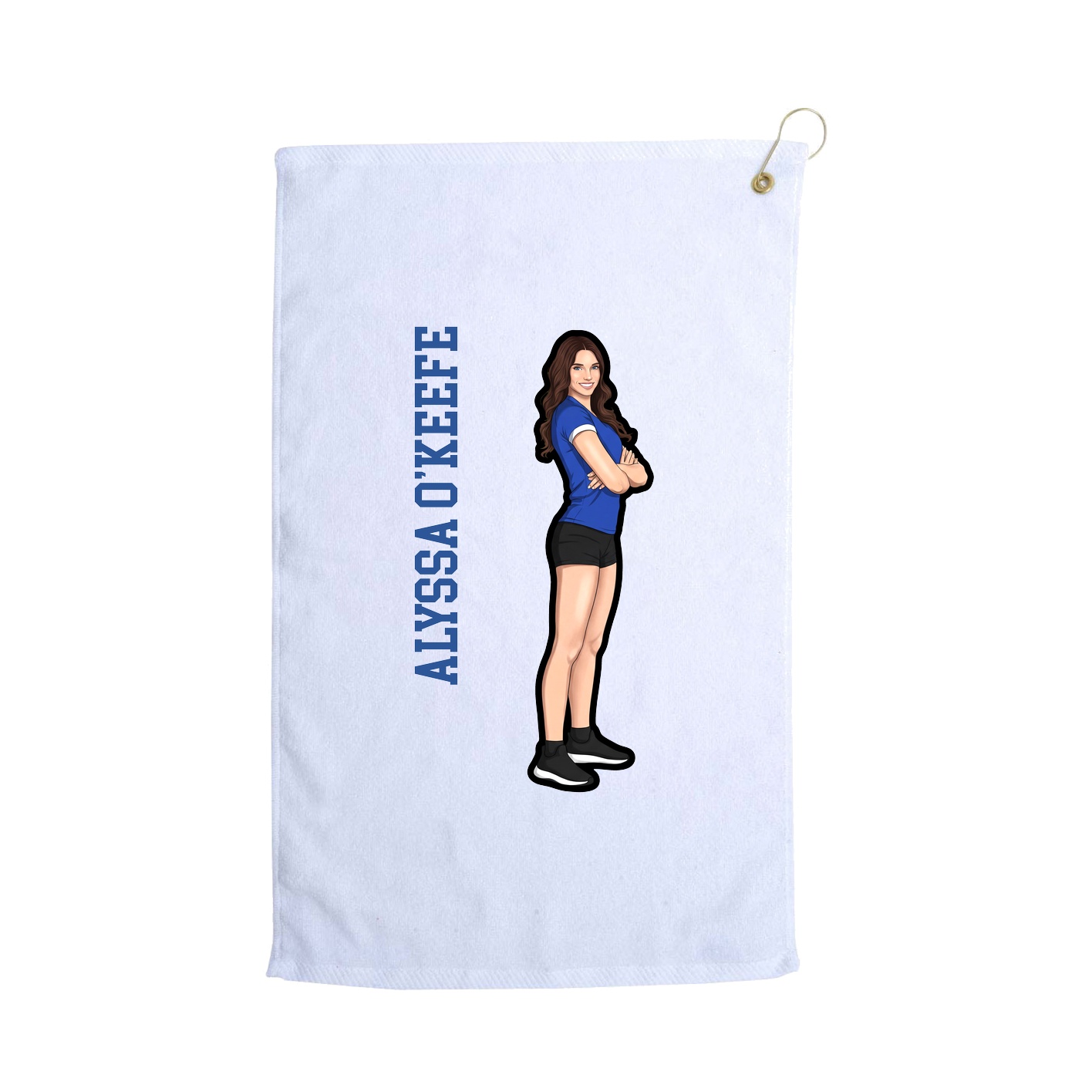 Golf Towel — Name Vertical in White