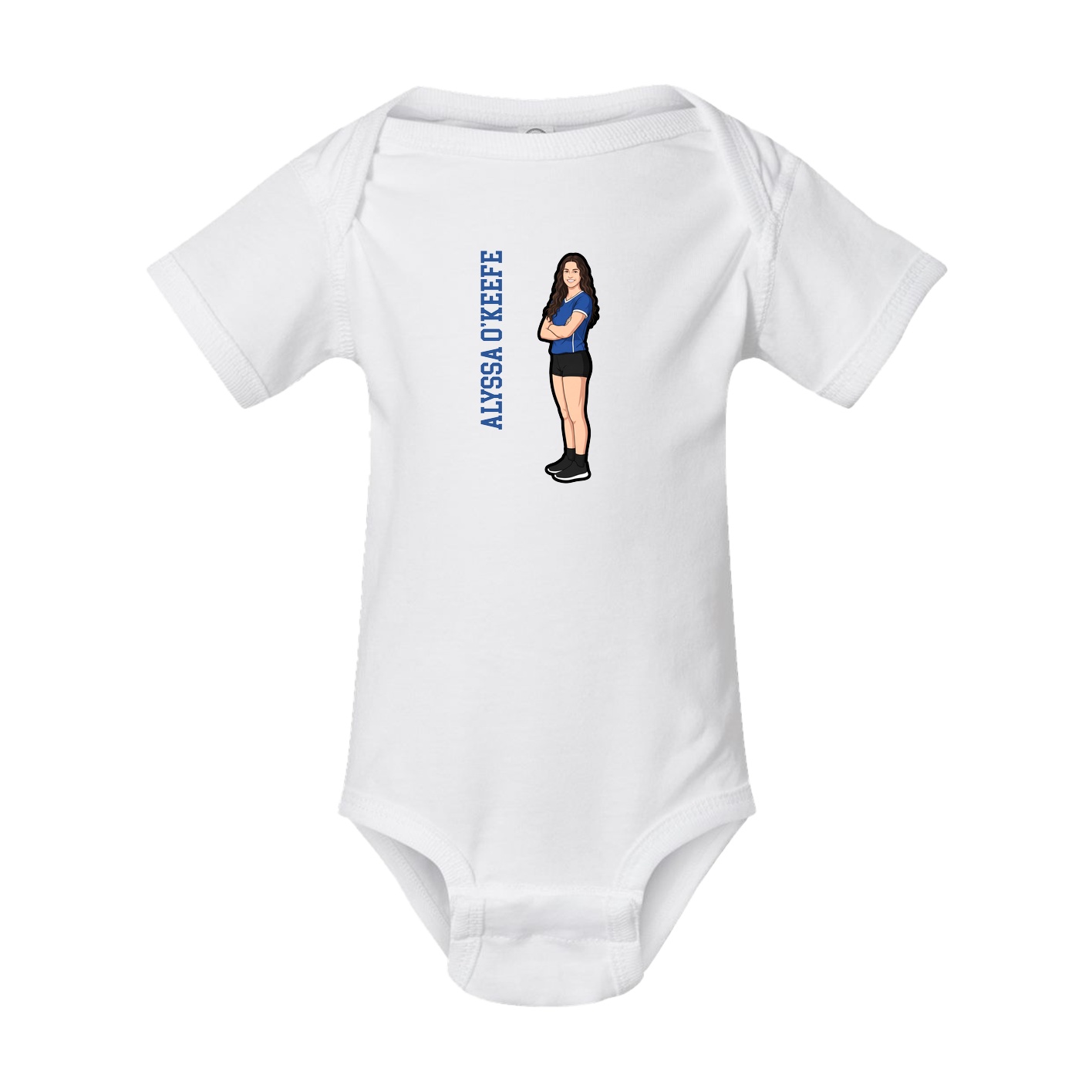 Baby Onesie — Name Vertical in White