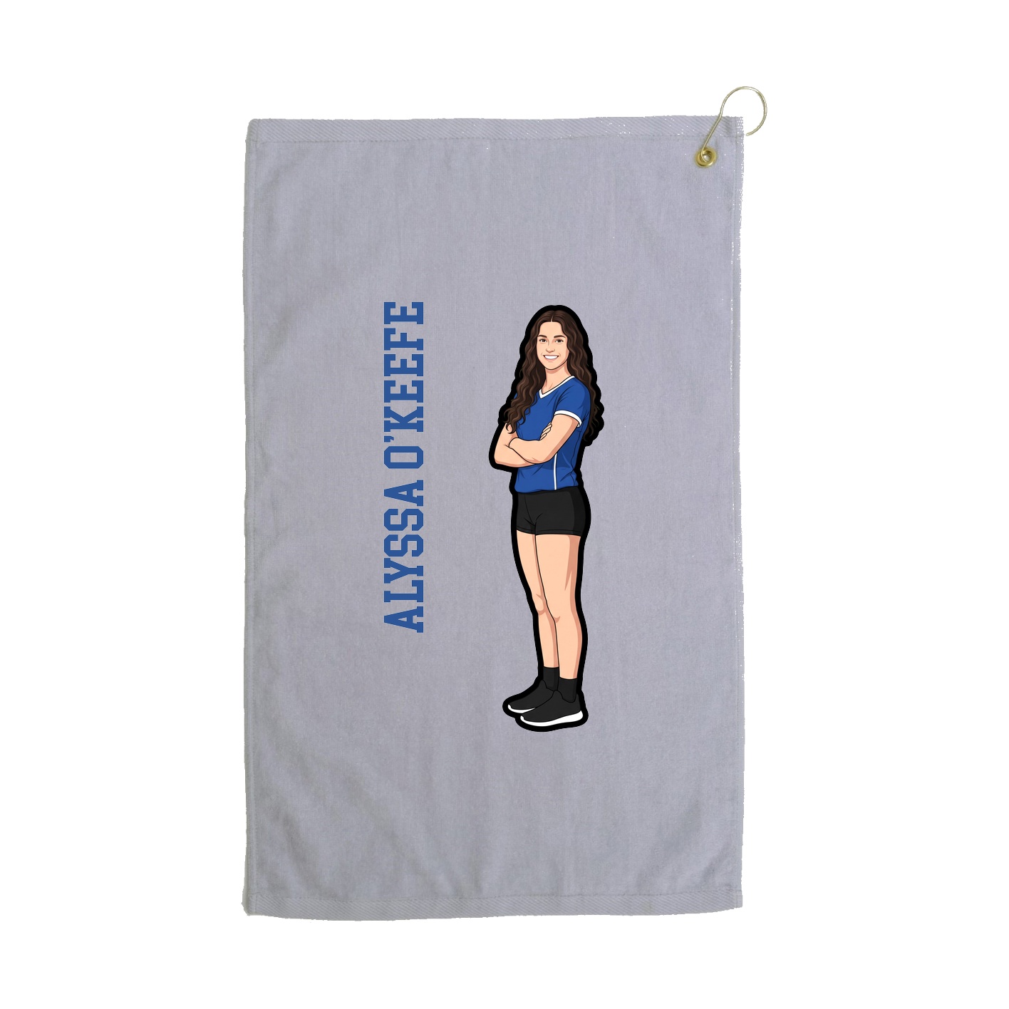 Golf Towel — Name Vertical in Grey