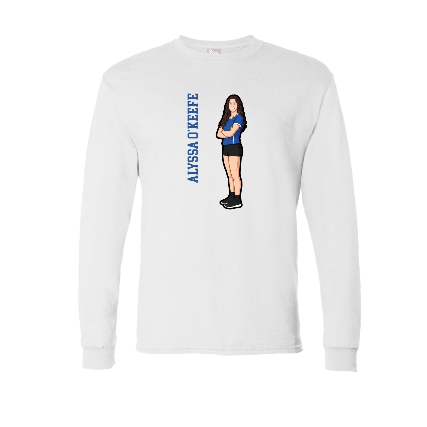 Long Sleeve Tee — Name Vertical in White