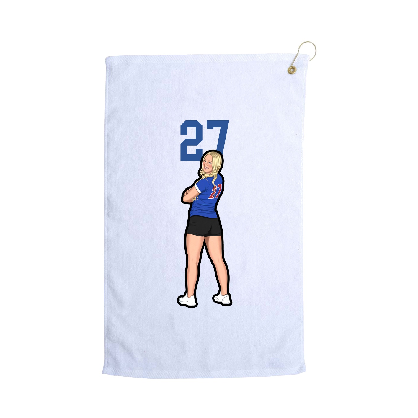 Golf Towel — Number Top in White