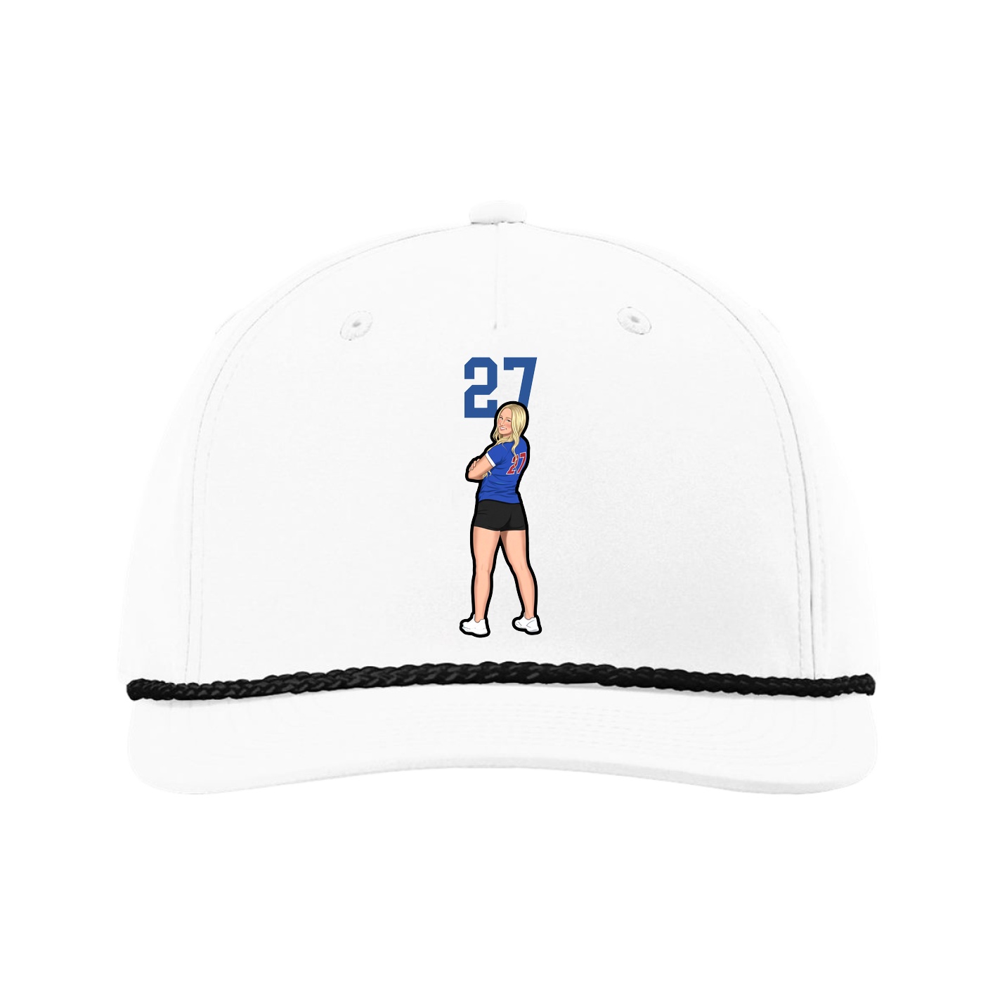 Five-Panel Classic Rope Cap — Number Top in White