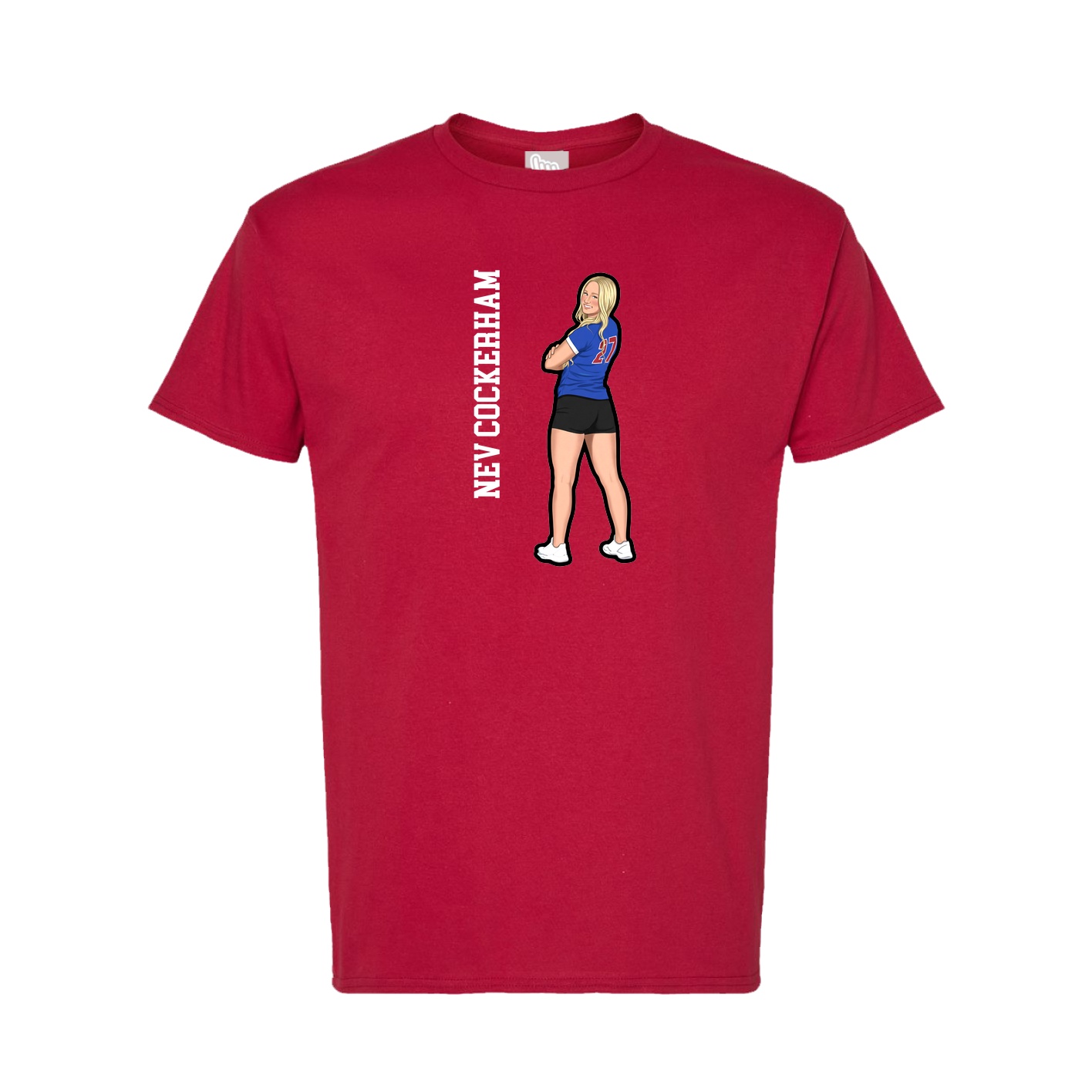 Tee — Name Vertical in Crimson