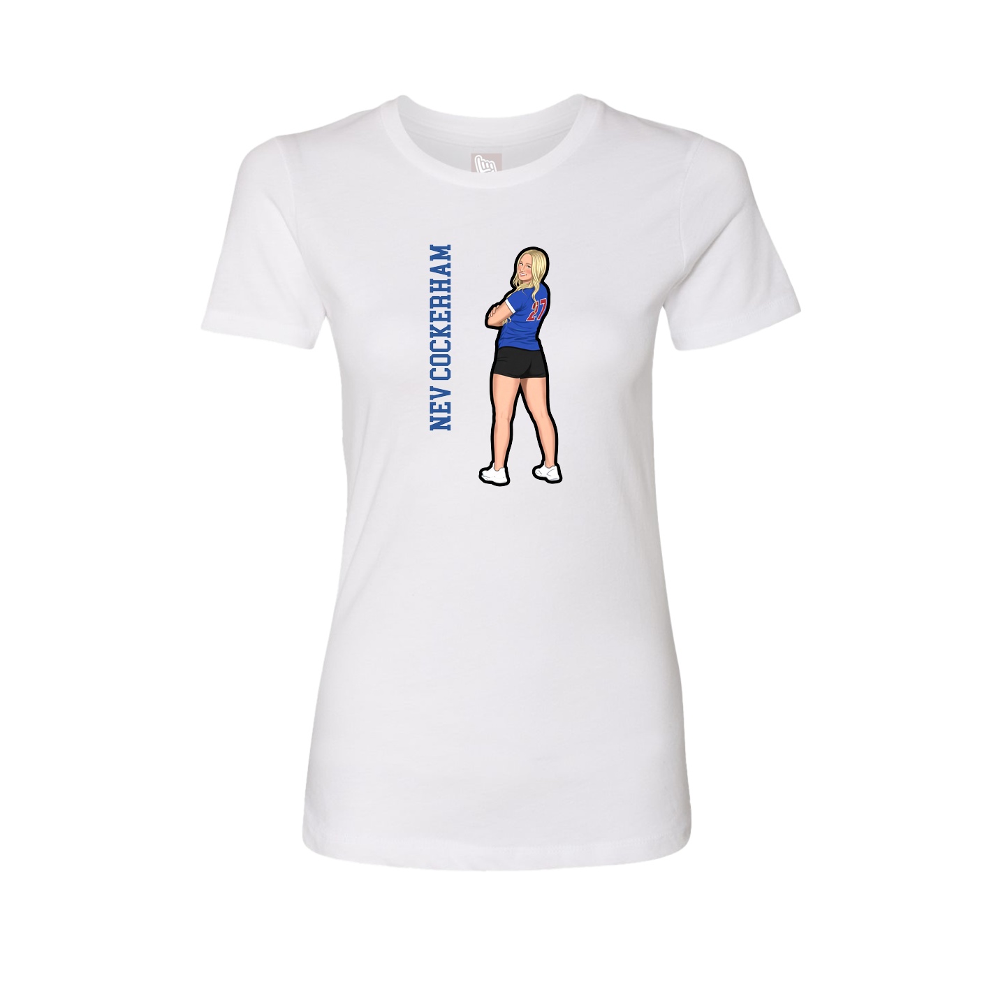 Fitted Women's Tee — Name Vertical in White