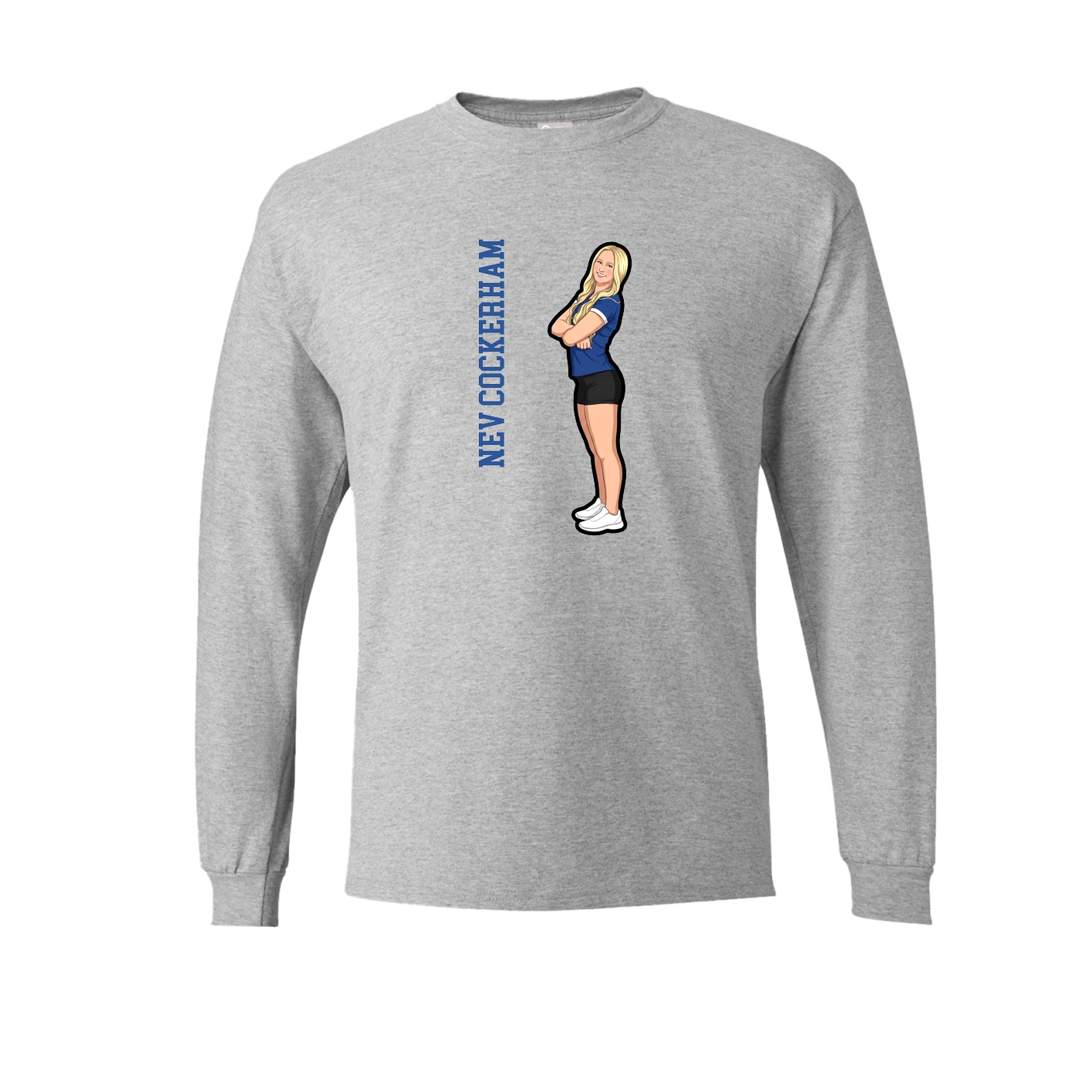 Long Sleeve Tee — Name Vertical in Grey