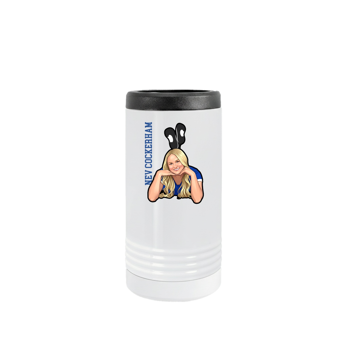 Slim Beverage Holder — Name Vertical in White