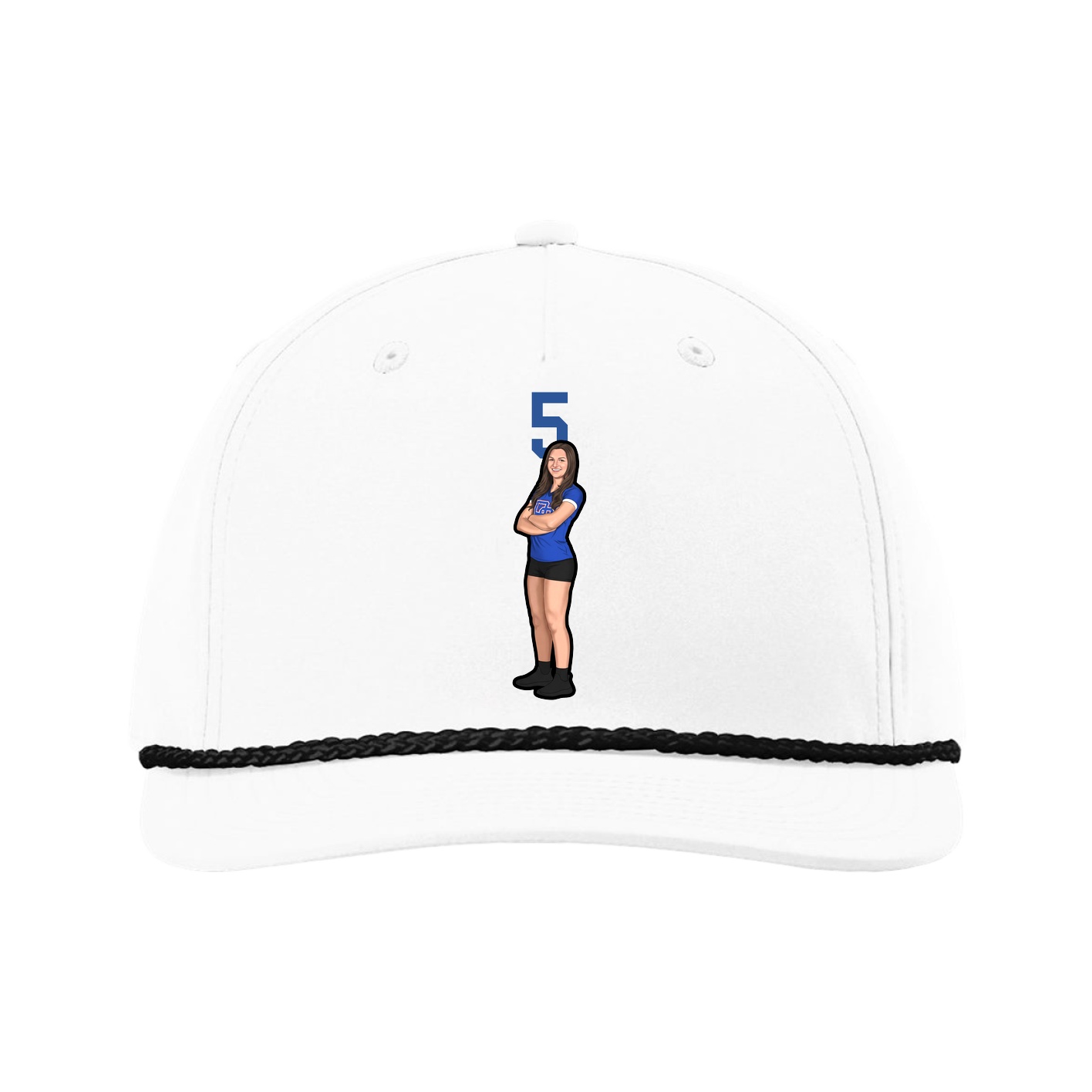 Five-Panel Classic Rope Cap — Number Top in White