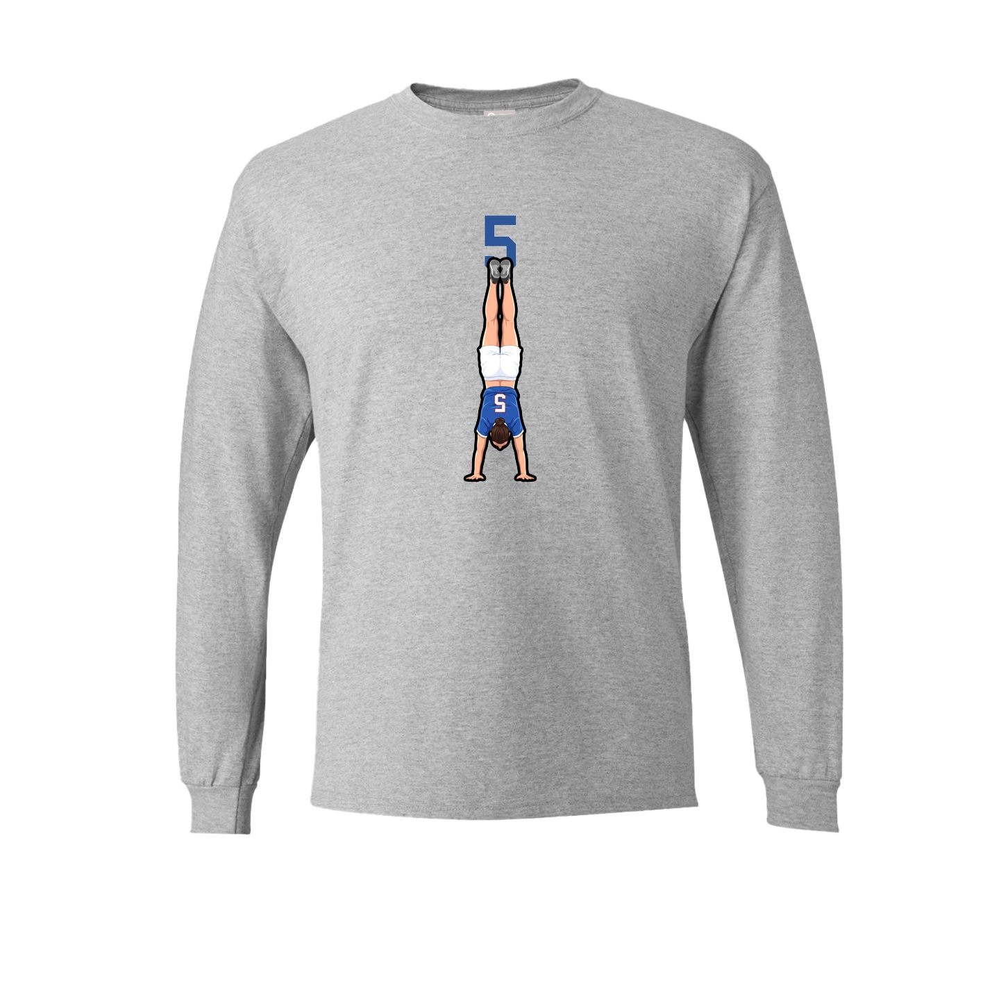 Long Sleeve Tee — Number Top in Grey
