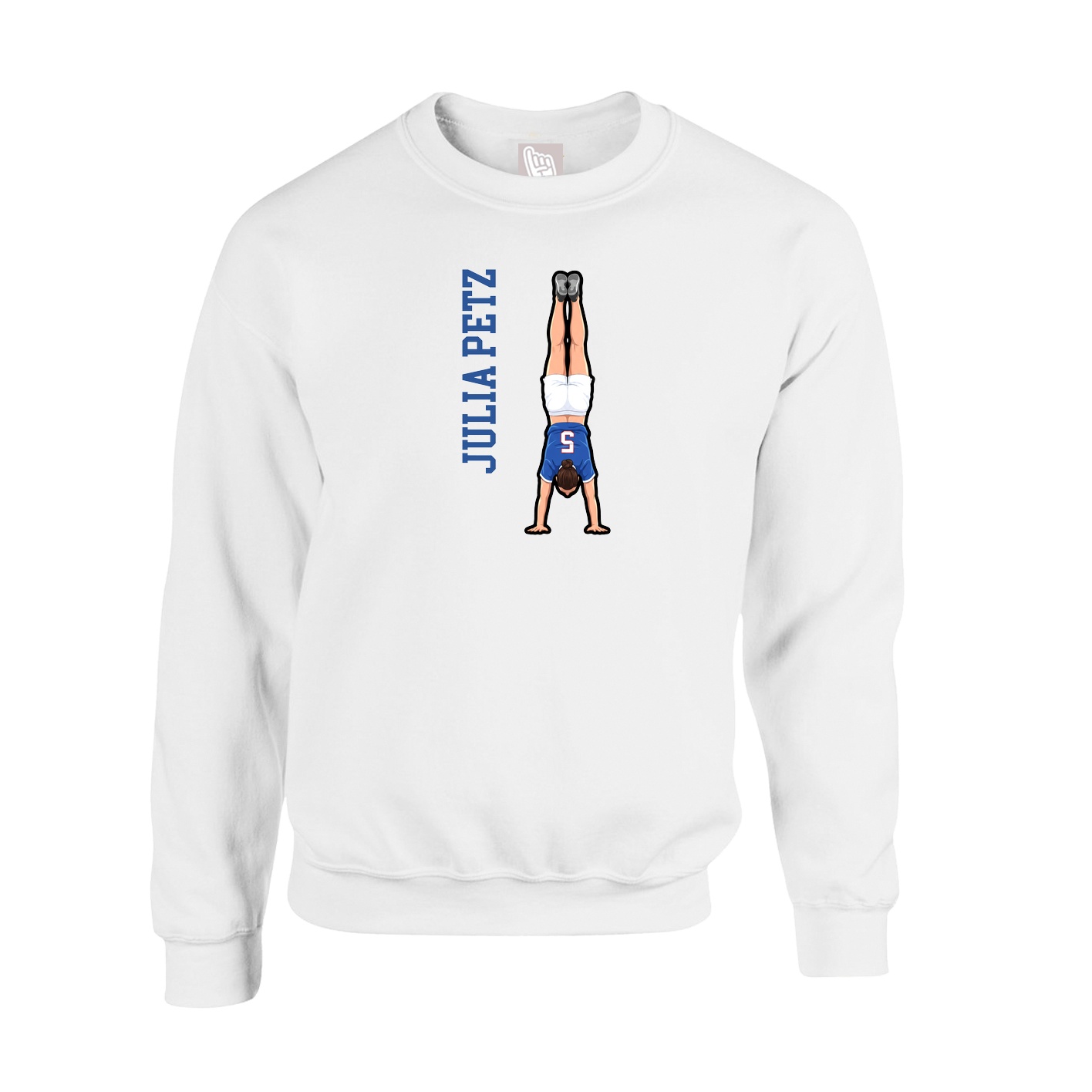 Fleece Crew — Name Vertical in White